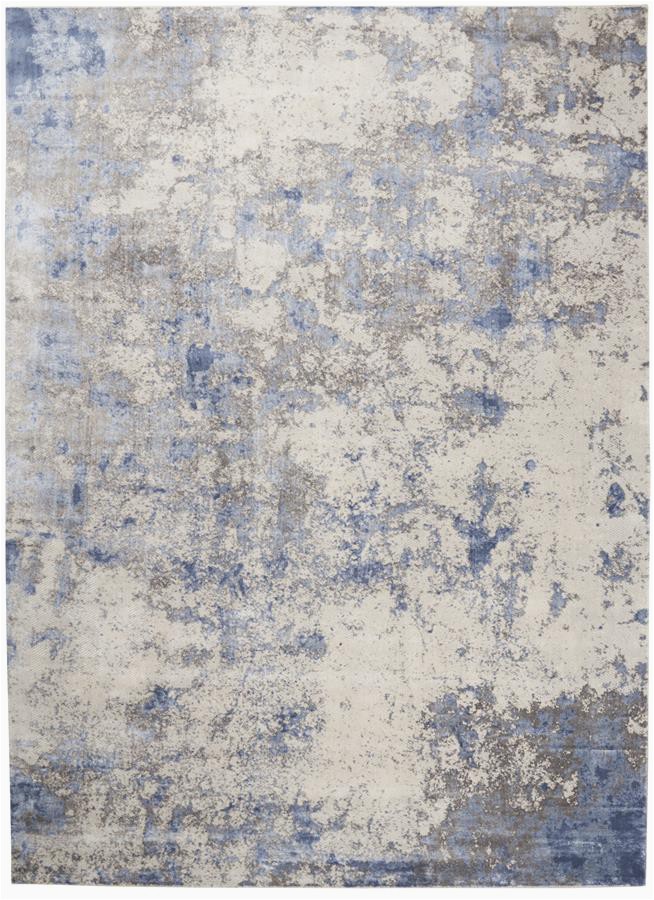 Blue Gray and Beige area Rug Nourison Silky Textures Sly04 Blue Ivory Grey area Rug