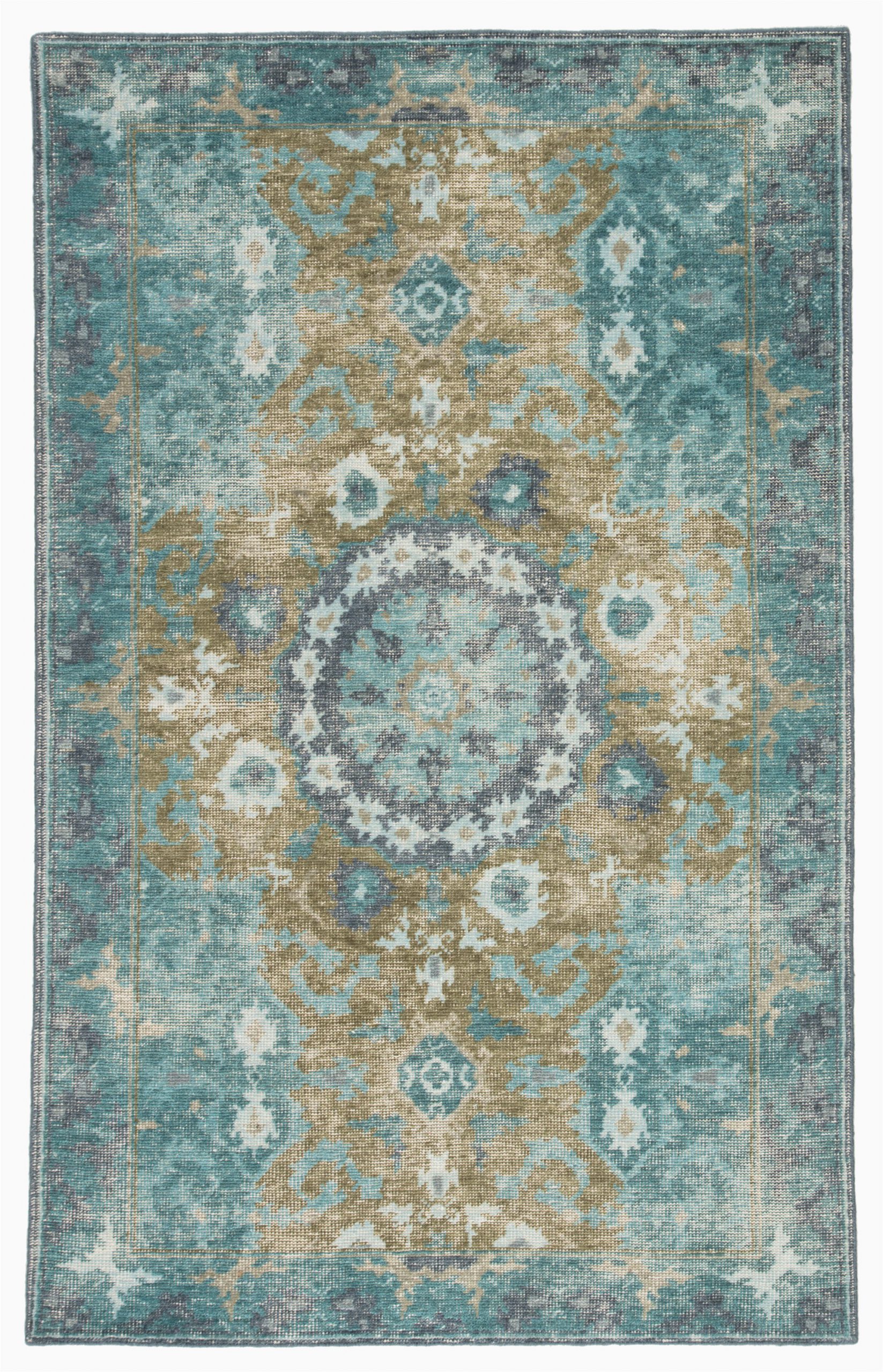 Blue Green Brown area Rugs Kai Modify Overdyed Hand Knotted Blue Green area Rug
