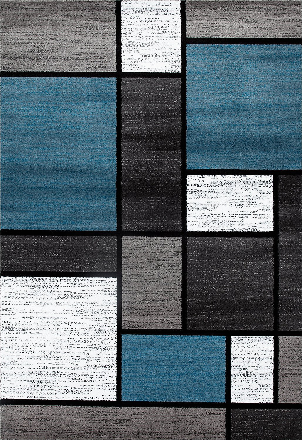 Blue Grey and White area Rug Box Pattern Gray Grey Blue White area Rug – Modern Rugs and