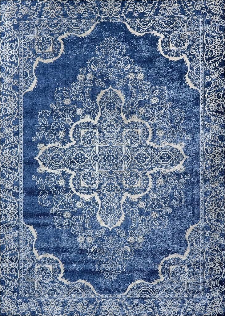 Blue oriental Rugs 8×10 5259 Blue Medallion Distressed oriental area Rugs