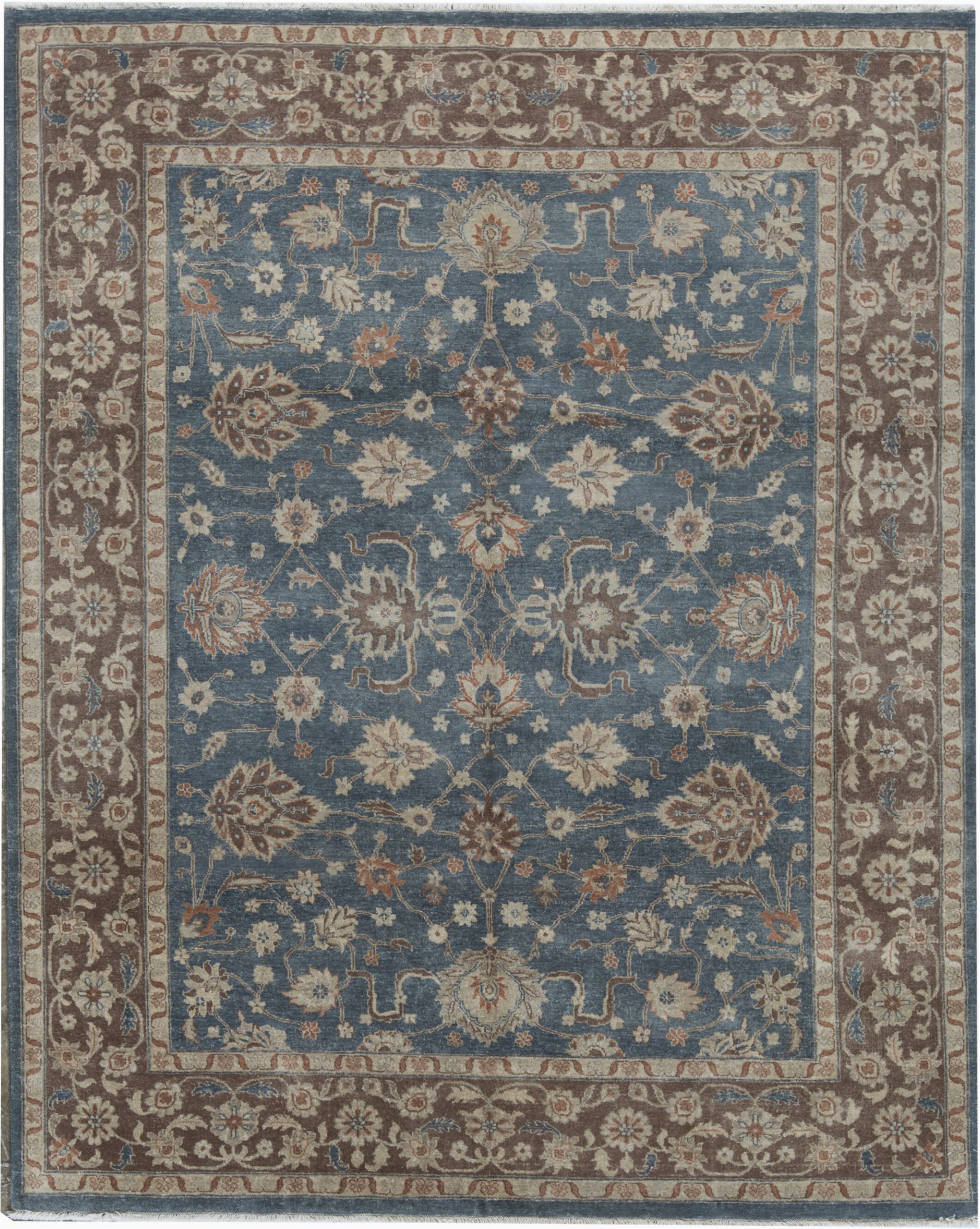 Blue oriental Rugs 8×10 Cornwall oriental Hand Knotted 8 X 10 Wool Blue Brown area Rug