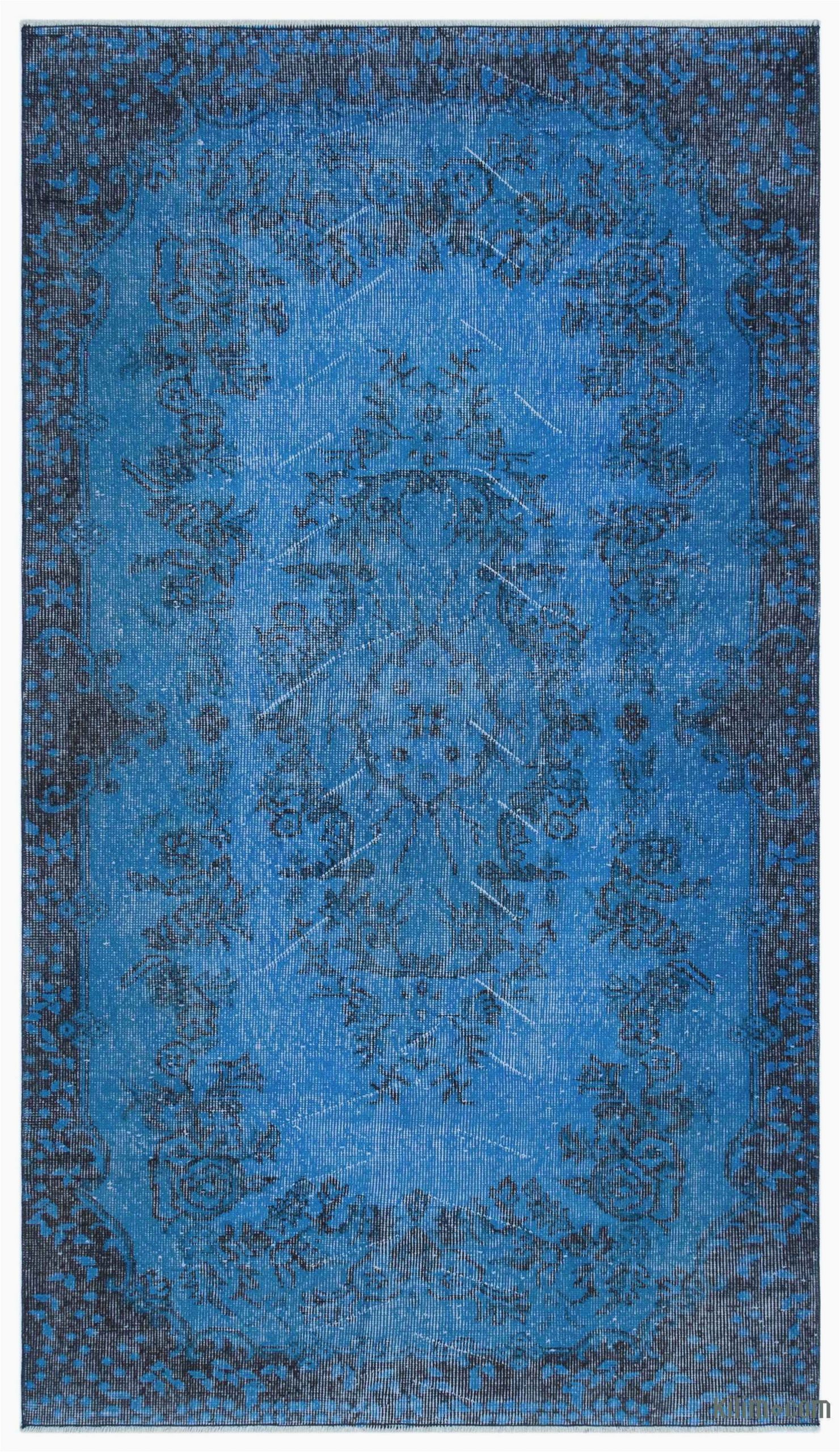 Blue Overdyed area Rug Blue Over Dyed Turkish Vintage Rug 3 10" X 6 11" 46 In X