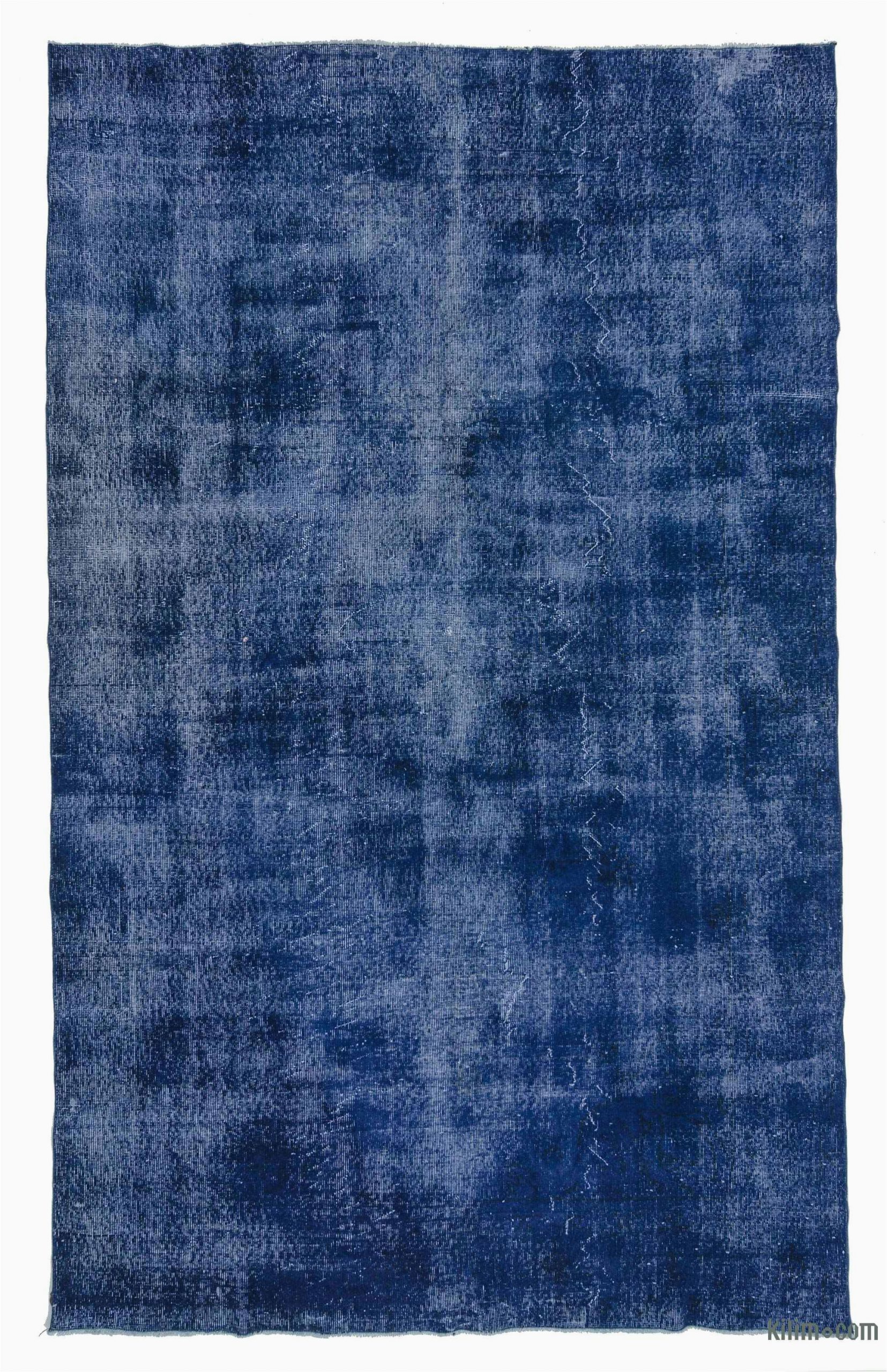 Blue Overdyed area Rug Blue Over Dyed Turkish Vintage Rug 6 8" X 11 2" 80 In X 134 In