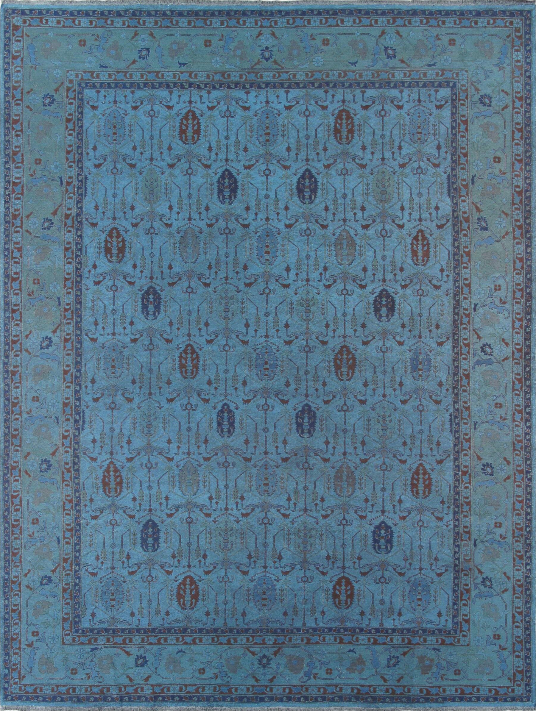 Blue Overdyed area Rug Overdyed Hand Knotted Blue area Rug
