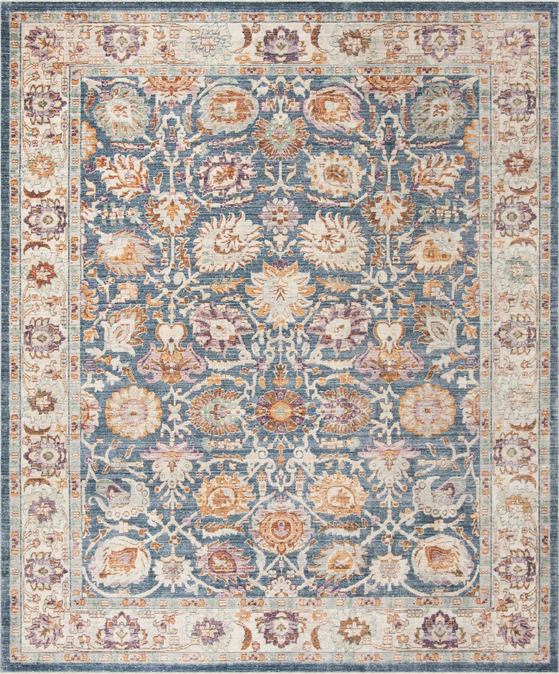 Blue Transitional area Rugs Ill710m Color Blue Creme Size 2 3" X 8