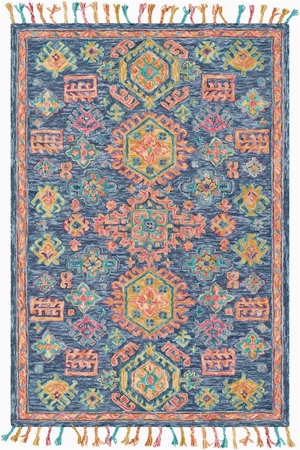 Coral and Navy area Rug Surya Bonifate Bft 1004 area Rugs