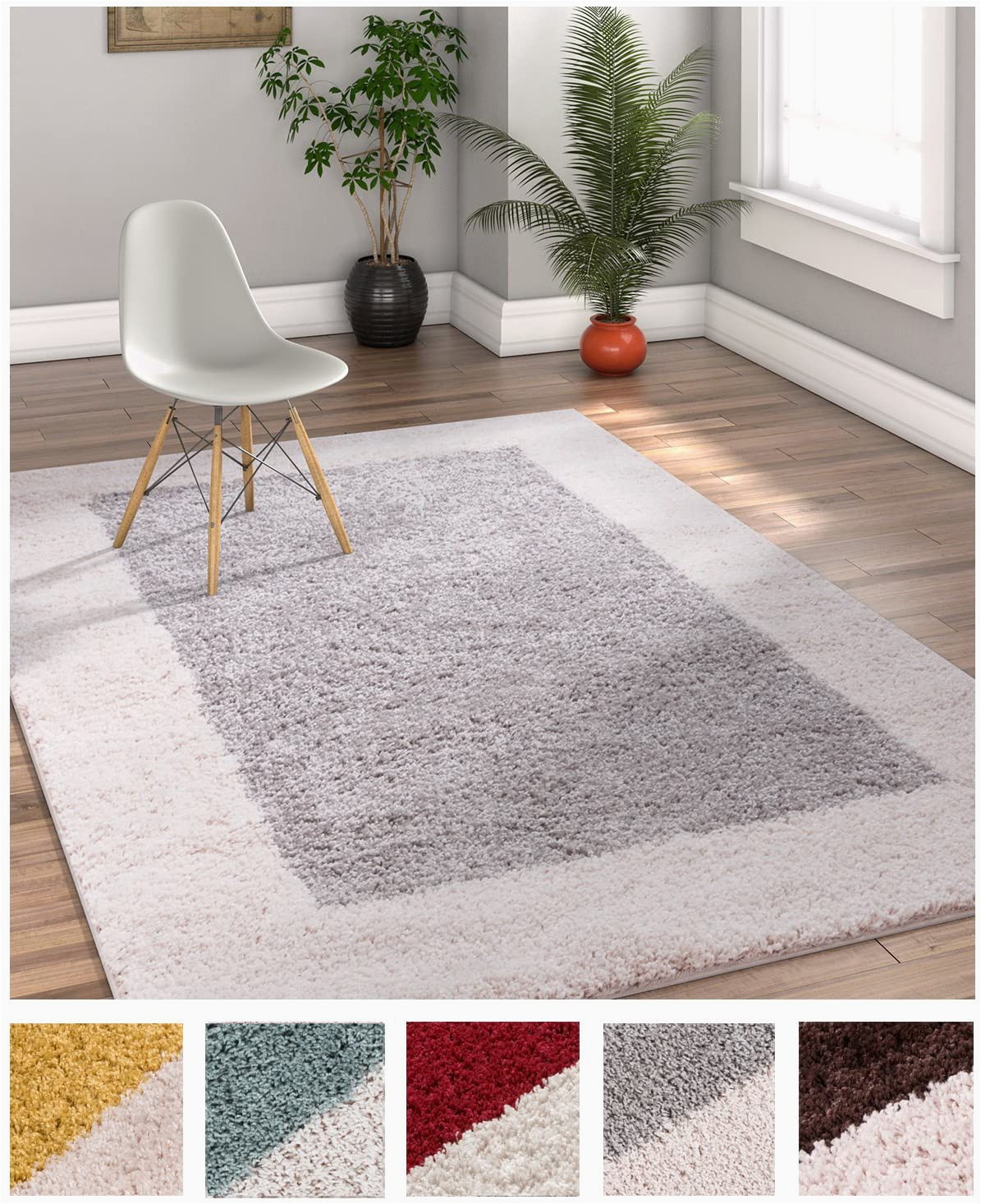 Dark Grey area Rug 5×7 Porta Border Modern Geometric Shag 5×7 5 X 7 2 area Rug Greybeige Plush Easy Care Thick soft Plush Living Room