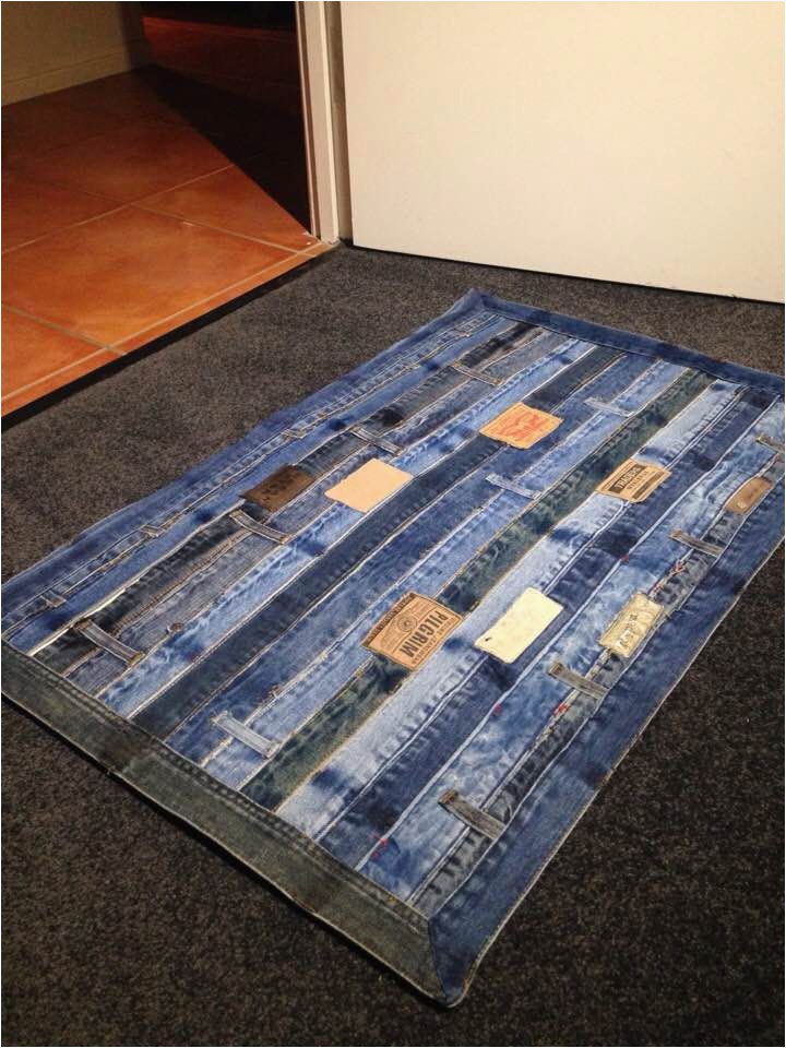 Denim Rugs Blue Jeans 17 Jeans Waistbands Made Into A Floor Rug