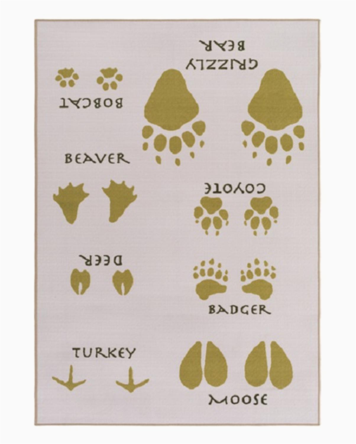 Dog Paw Print area Rugs 5 X 8 Authentic Mossy Oak Gray Khaki and Rich Moss Paw