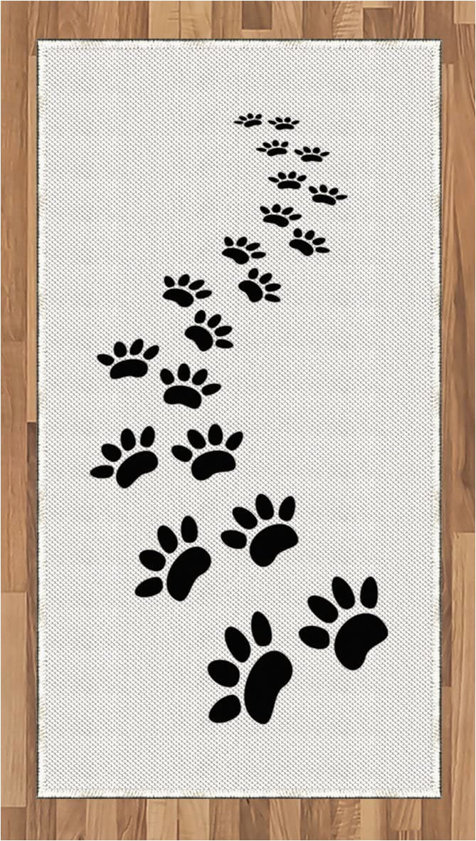 Dog Paw Print area Rugs Amazon Lunarable Animal area Rug Monochrome Paw Print