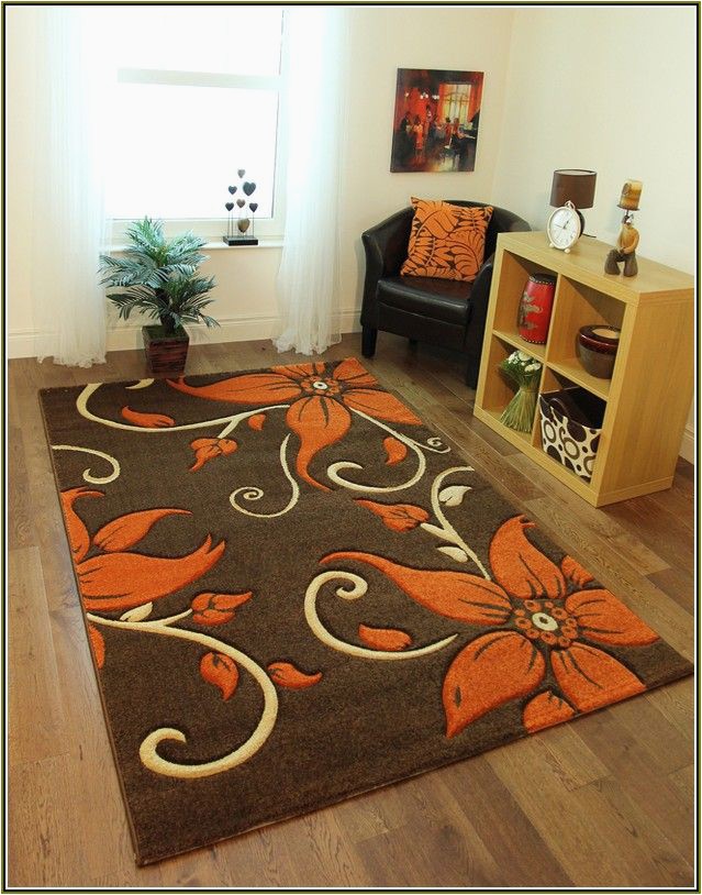 Dog Paw Print area Rugs Very Nice Floral Brown area Rug with orange Flowers