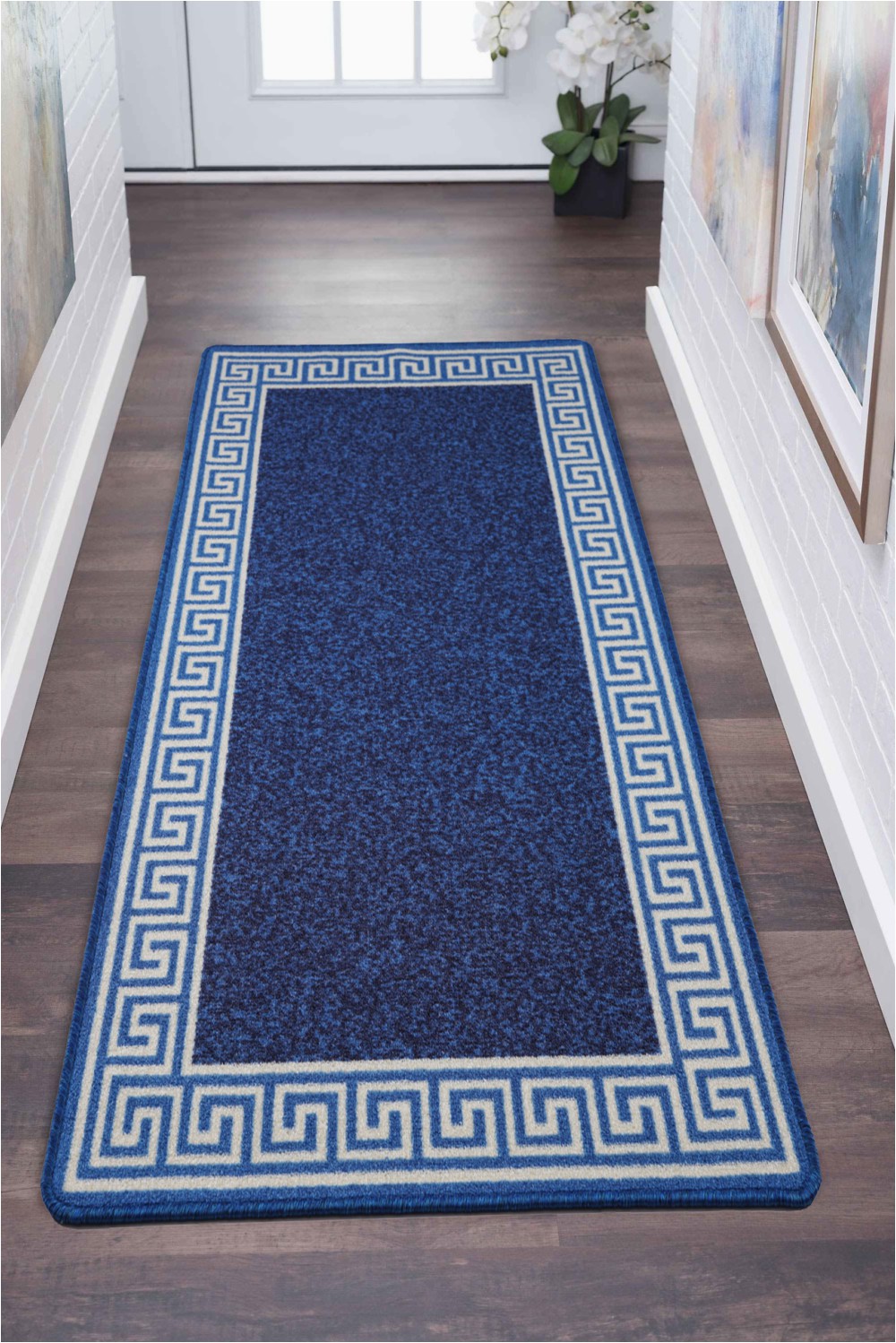 Extra Large Blue Rugs Extra Non Slip Greeky Blue & Cream Rugs Bedroom Carpets Uk