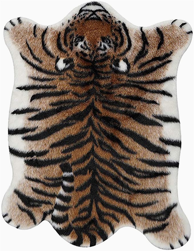 Faux Animal Skin area Rugs Amazon Tiger Print Rug 7 2 X5 7 Faux Cowhide Skin Fur