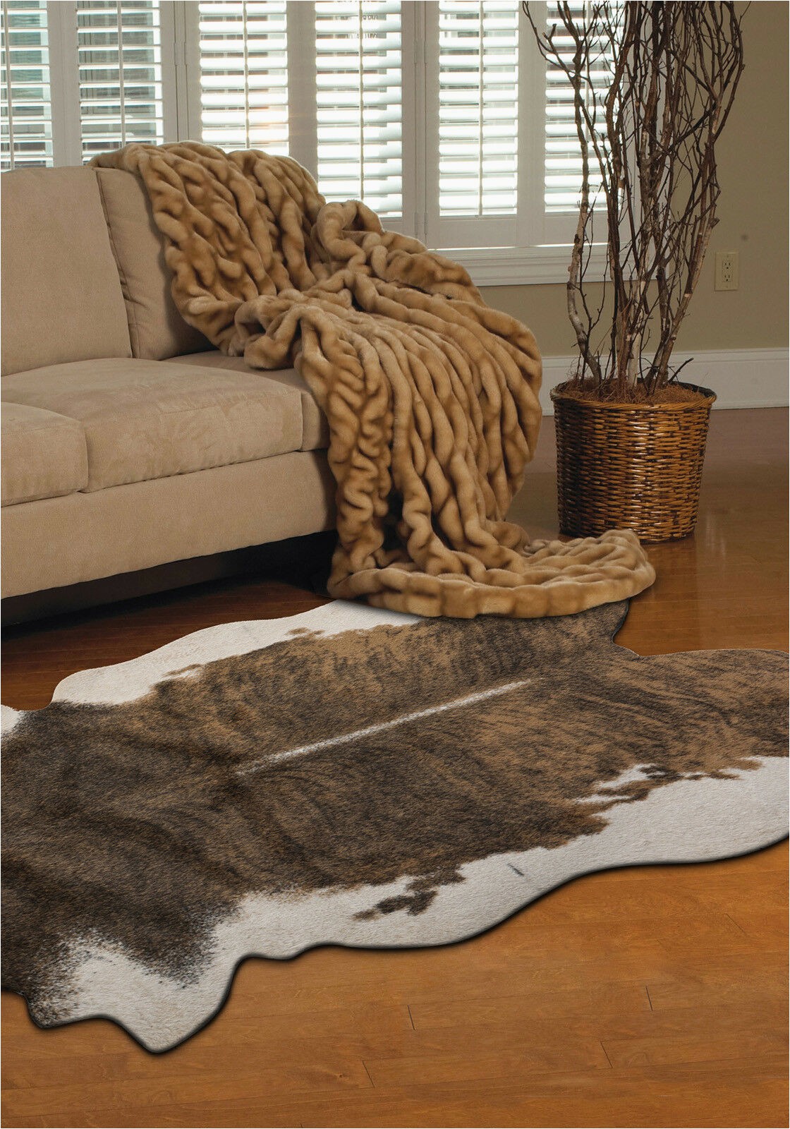 Faux Animal Skin area Rugs Clearance Cabin Country Faux Cow Hide Rug Cowhide Floor Rug Mat 152x198cm Tan