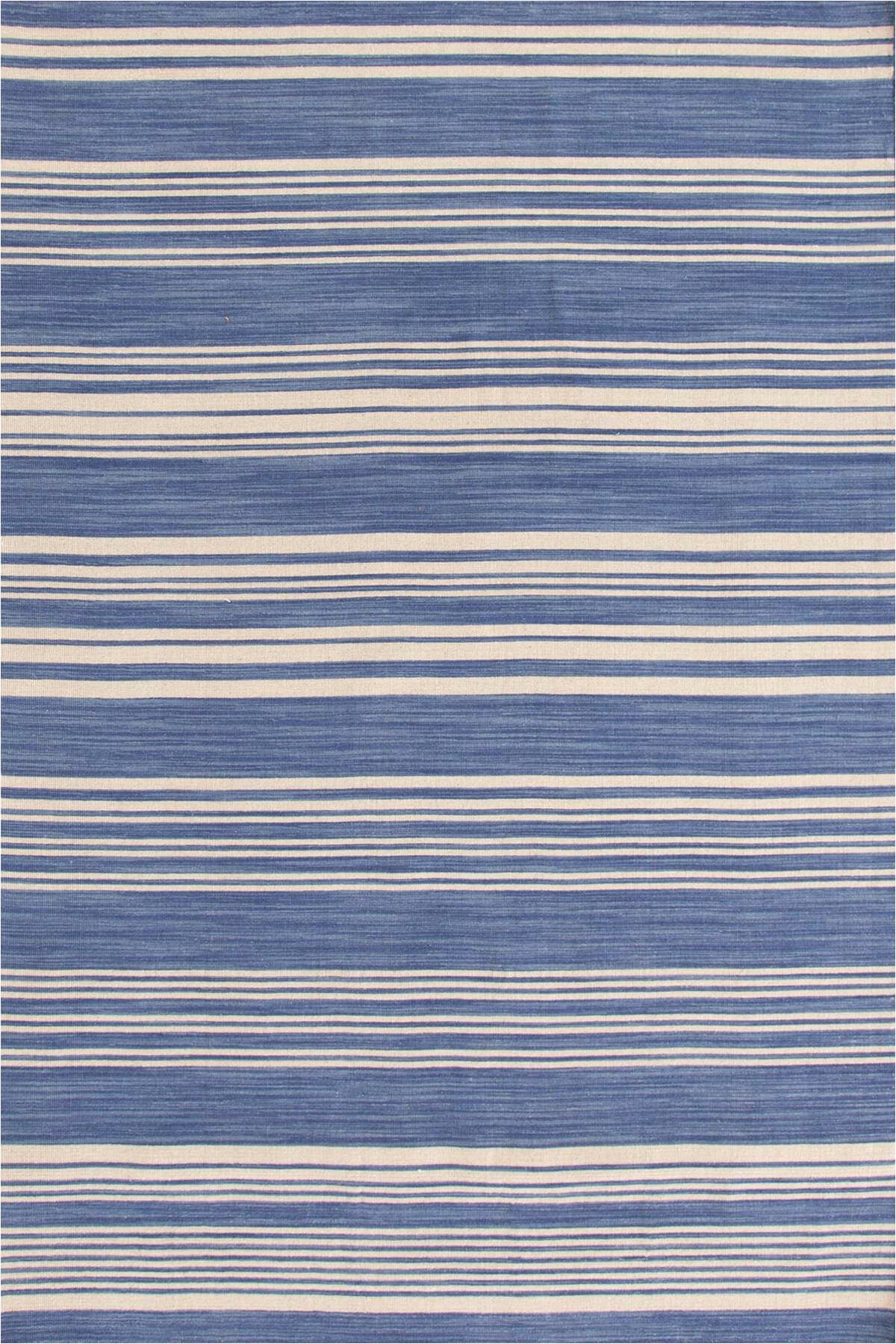 French Blue area Rugs Cottage Striped Hand Woven Flatweave Ivory French Blue area Rug