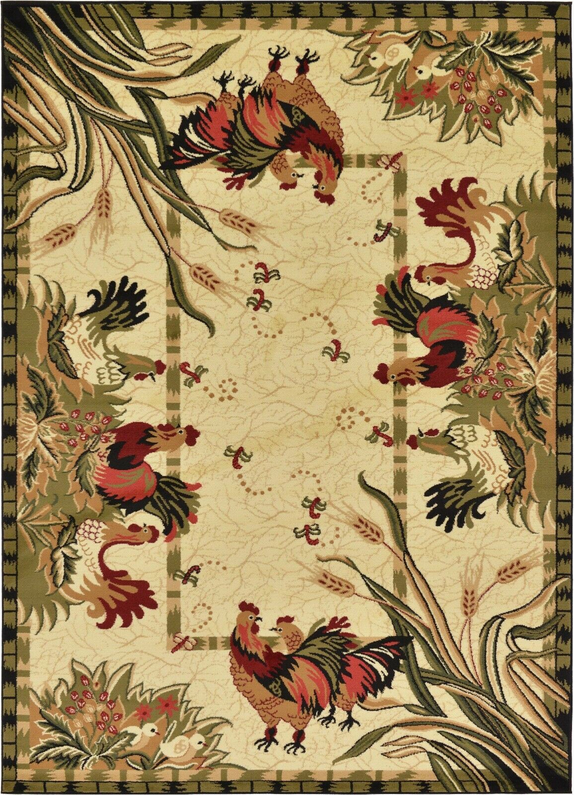 French Country Style area Rugs Details About French Country Farm Rugs Rooster Cock area Rug Beige Farmhouse Classic Style