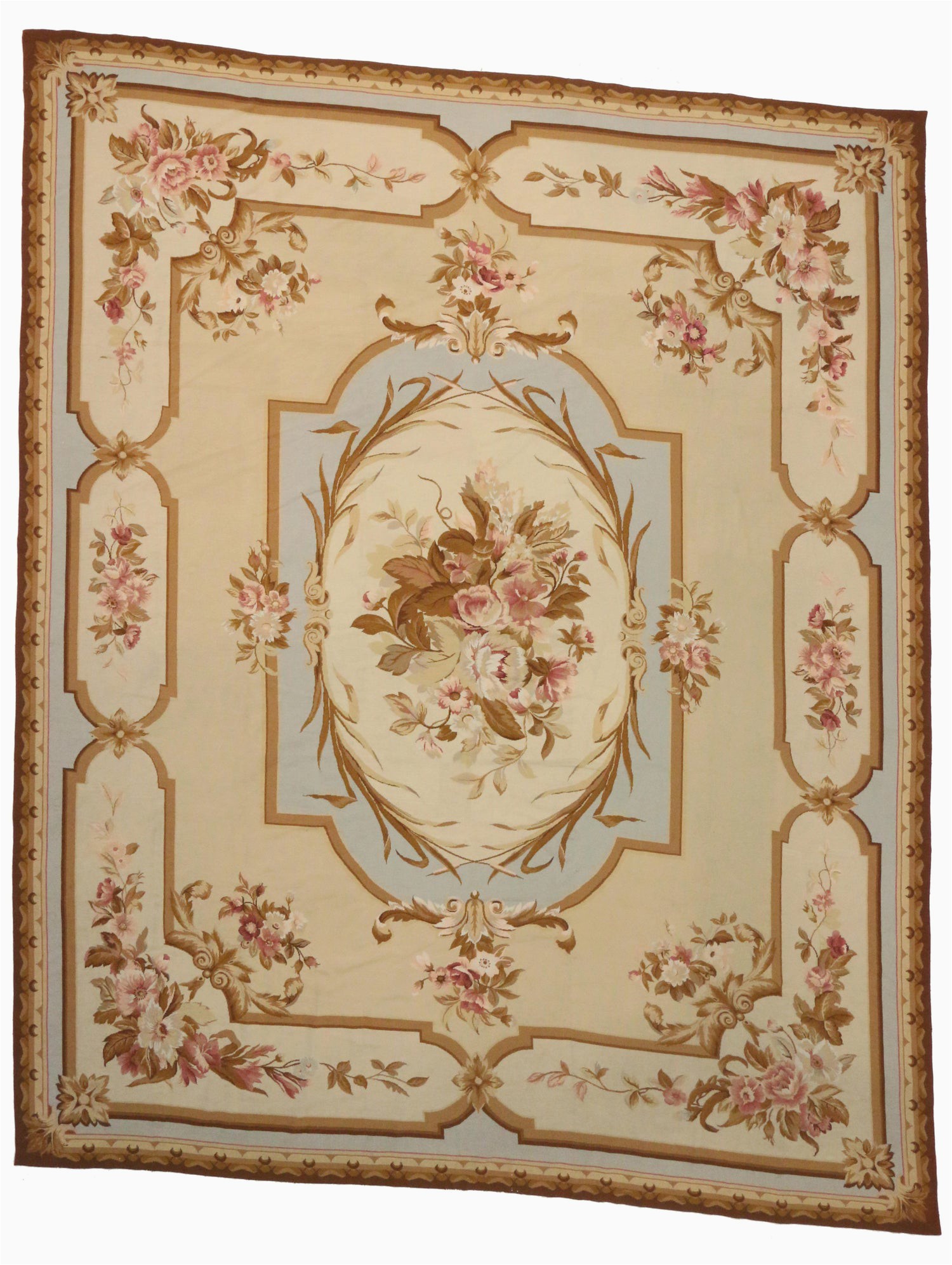 French Country Style area Rugs Vintage Chinese Needlepoint Rug with Aubusson Design and French Provincial Style