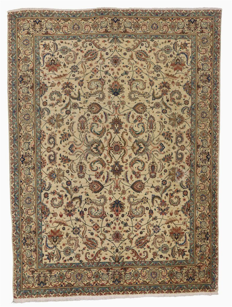 French Country Wool area Rugs Vintage Persian Tabriz area Rug with French Country