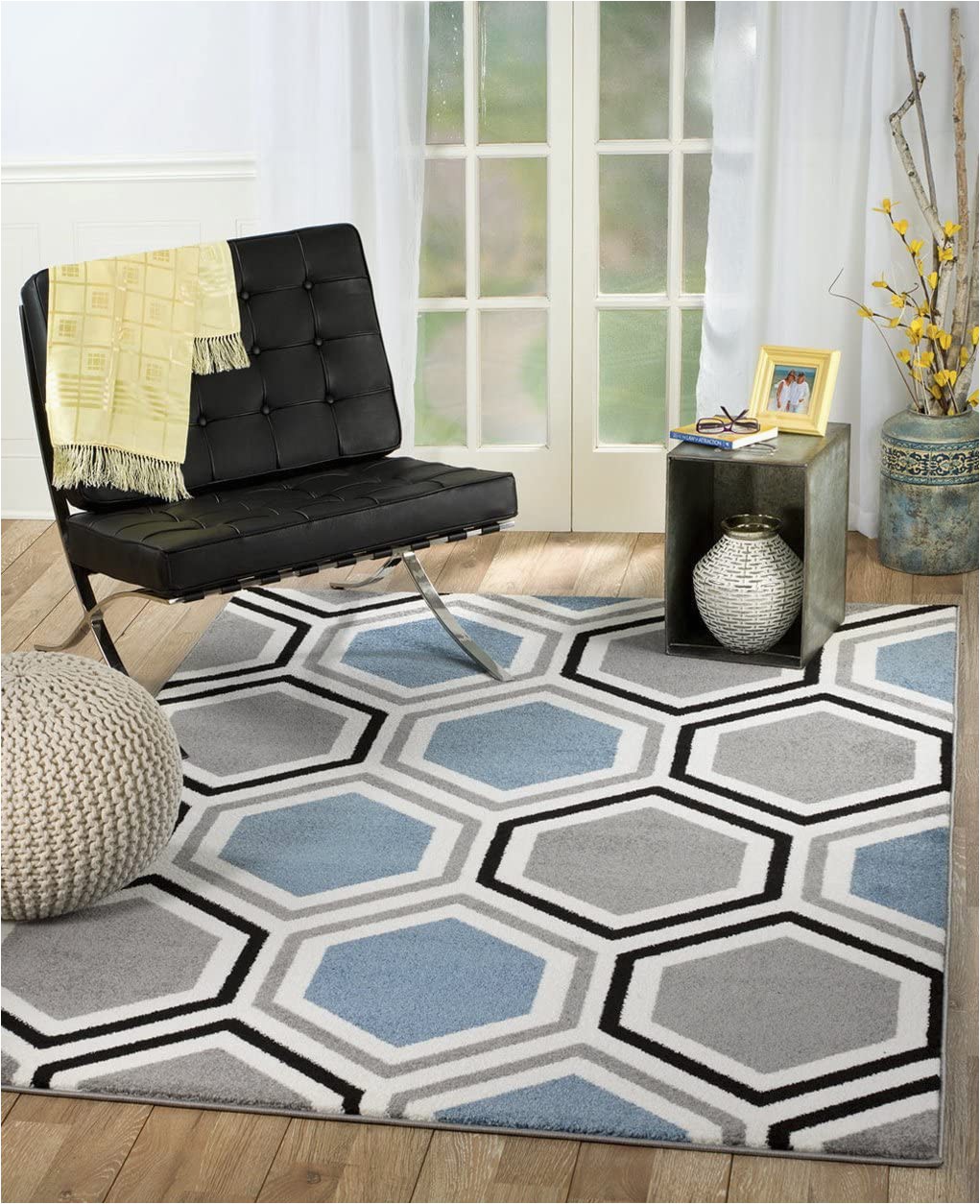 Grey and White area Rug 5×7 Rio Summit 313 Grey Blue White area Rug Modern Geometric Many Sizes Available 7 4" X 6" 7 4" X 10 6"