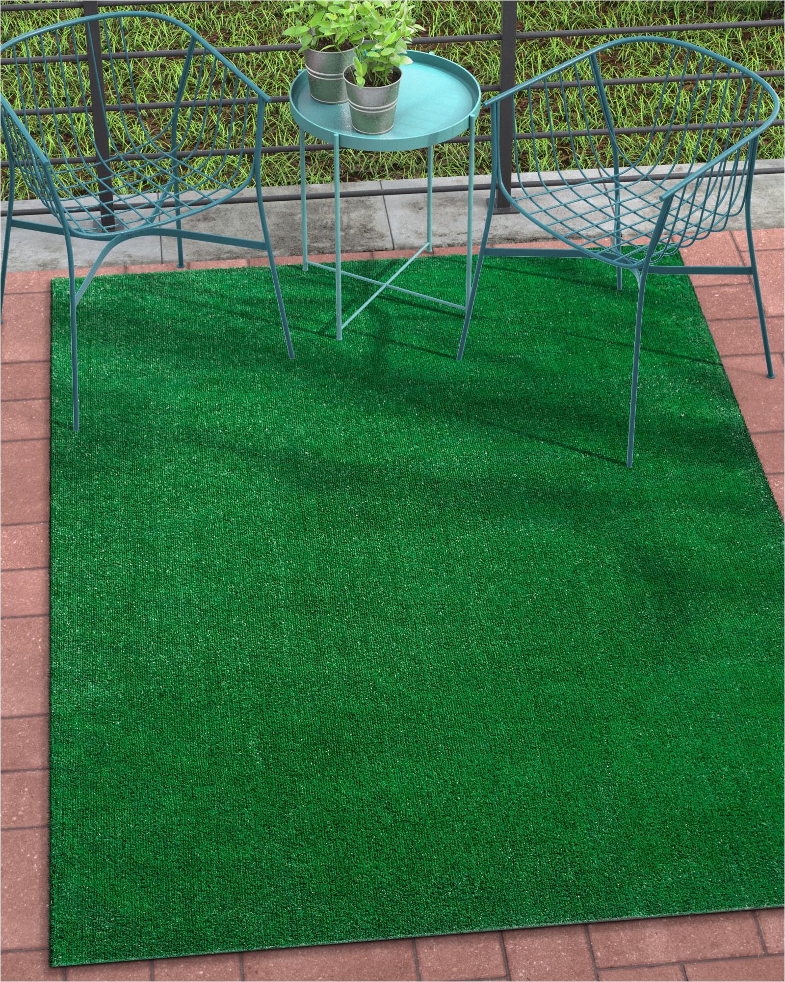 Indoor Outdoor Grass area Rug Well Woven Venice Grass Modern solid Green 5 3" X 7 3" Indoor Outdoor area Rug