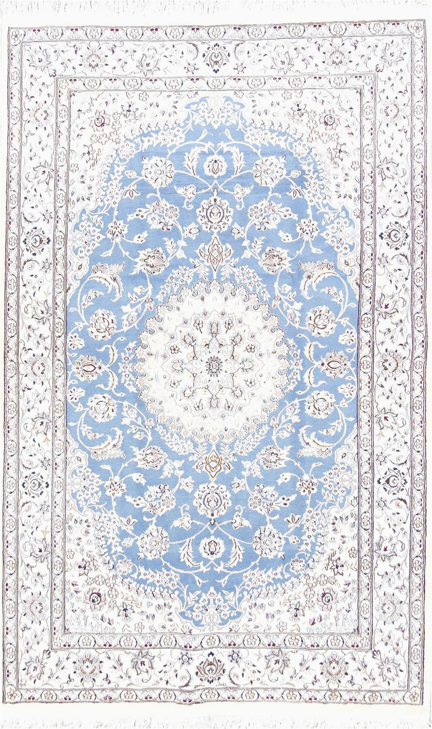 Light Blue area Rug 5×8 Floral Medallion Light Blue 5×8 Nain Persian area Rug