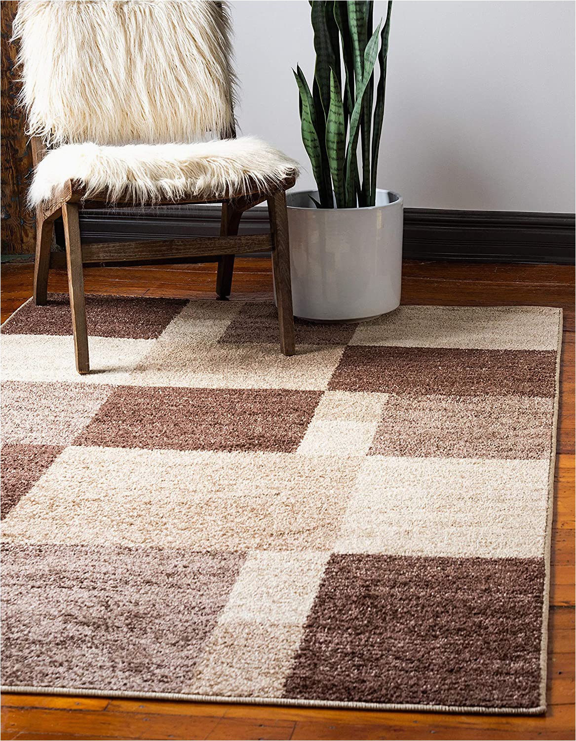 Light Brown area Rug 8×10 Unique Loom Autumn Collection Abstract Checkered Casual Warm toned Light Brown area Rug 5 0 X 8 0