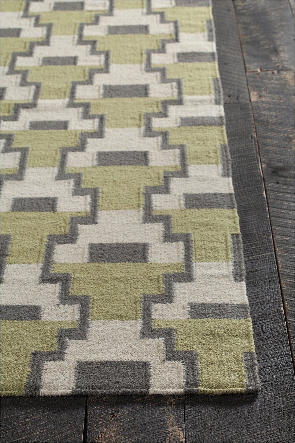 Lime Green and Grey area Rugs Avon Collection Hand Woven area Rug In Green Grey & White