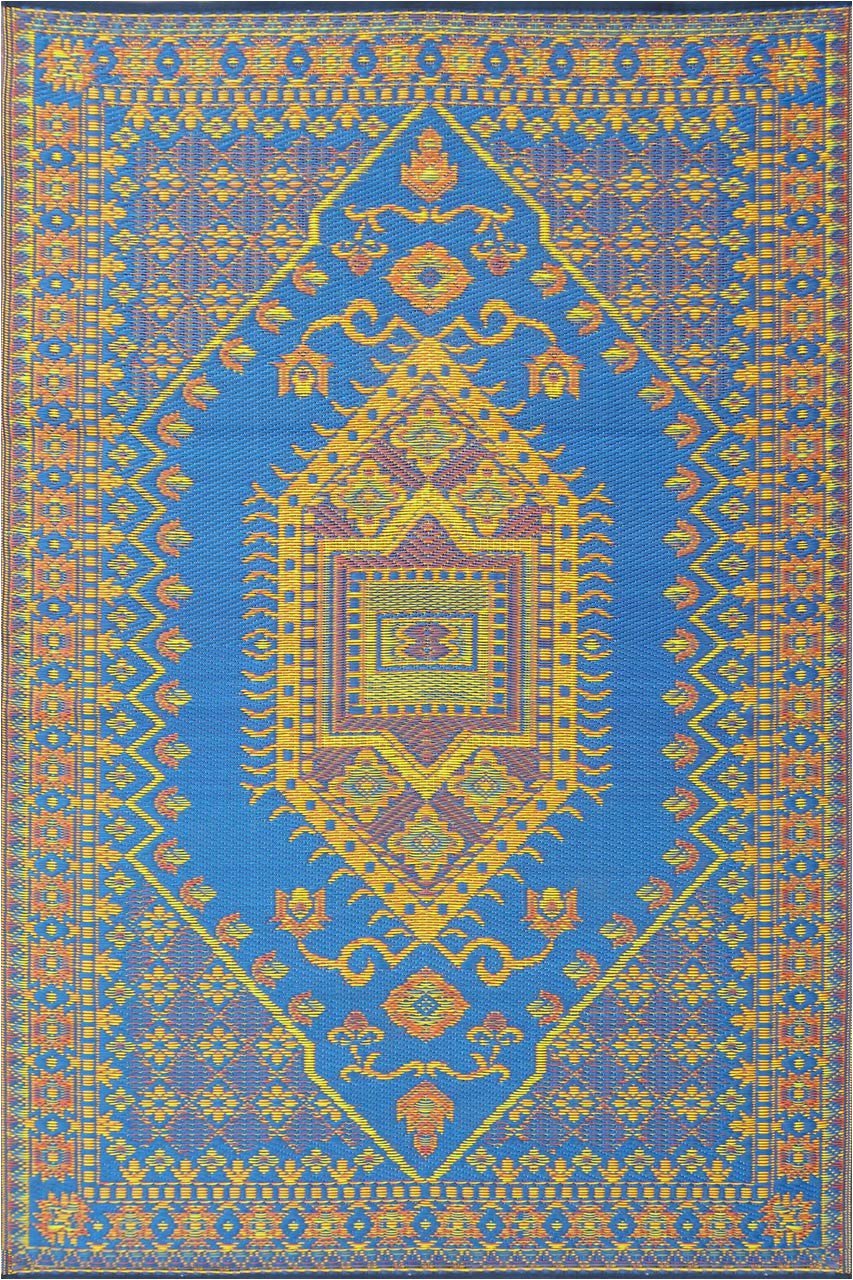 Mad Mats Turkish Outdoor area Rug Mad Mats oriental Turkish Indoor Outdoor Floor Mat 5 by 8 Feet Blue
