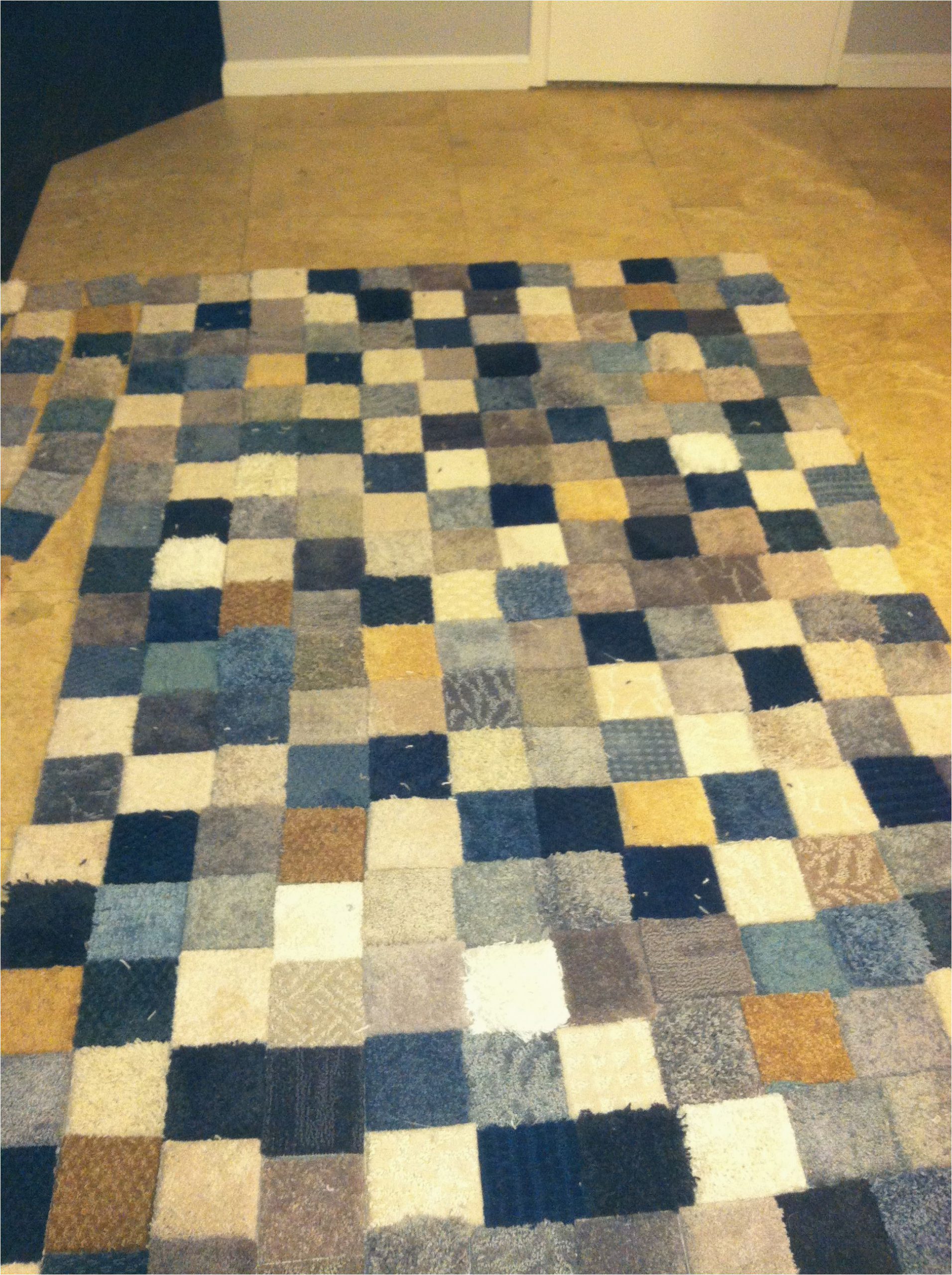 Make area Rug From Carpet Patchwork Rug Made From Free Carpet Samples and Gorilla Tape