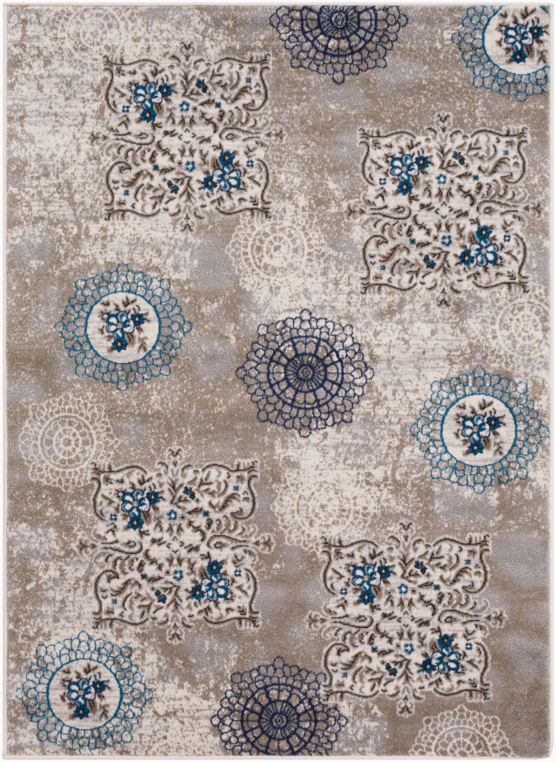 Mcelrath Blue Brown area Rug Kent Distressed Contemporary Taupe Blue area Rug