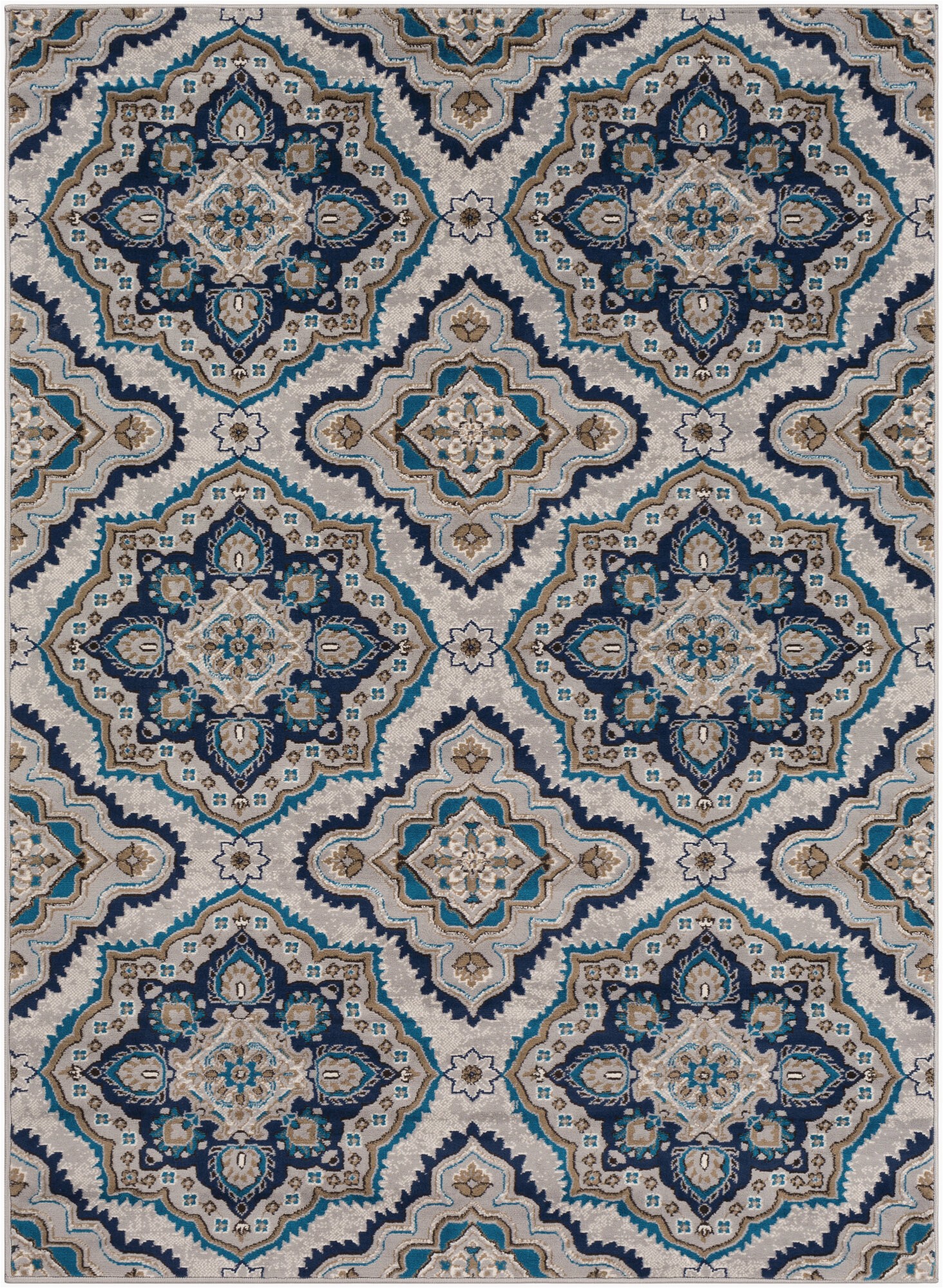 Mcelrath Blue Brown area Rug Kent Modern Medallion Taupe Sky Blue area Rug