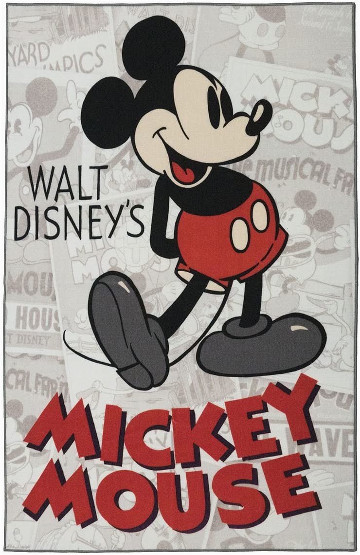Mickey and Minnie area Rug Gertmenian Disney Hd Digital Retro Collection Classic Mickey Mouse Bedding area Rug 54×78 Inch Gray