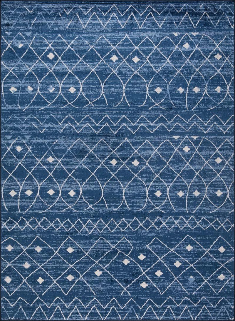 Moroccan Trellis Rug Blue Moroccan Trellis Diamond Pattern area Rug Blue White