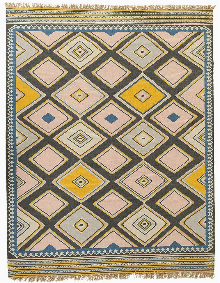 Mustard and Blue Rug Pale Pink Light Mustard and Deep Blue Create A Canvas Of