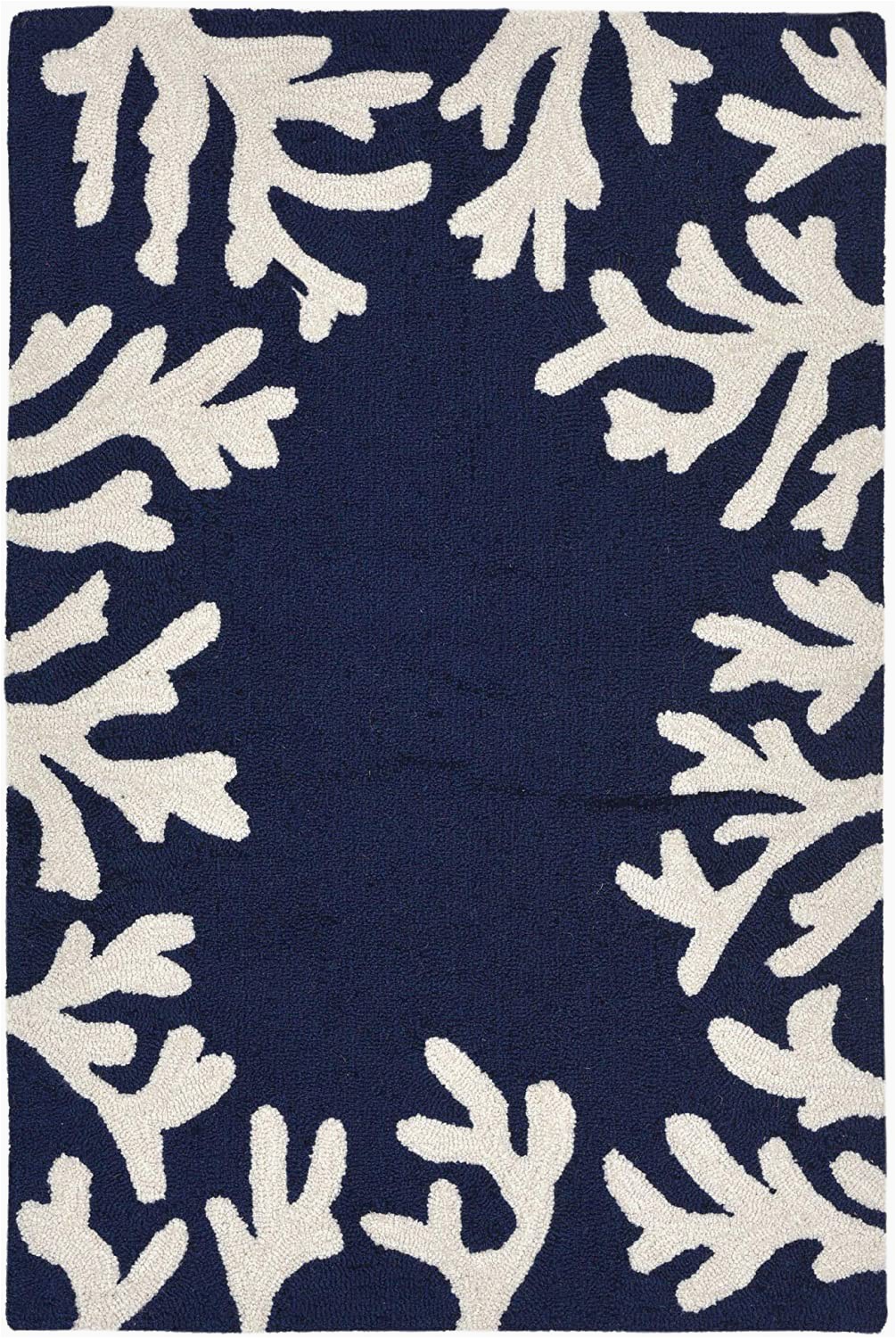 Navy and Coral area Rug Liora Manne Capri Shell Coral Reef Indoor Outdoor Modern area Rug 24"x36" Border Navy