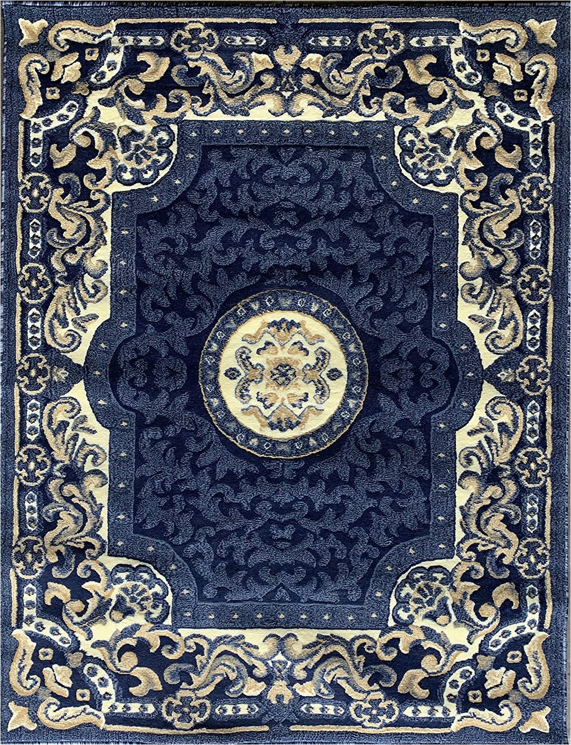 Navy Blue and Black area Rug Traditional Persian area Rug Navy Dark Blue Black & Beige Carpet King Design 101 5 Feet 2 Inch X 7 Feet 3 Inch