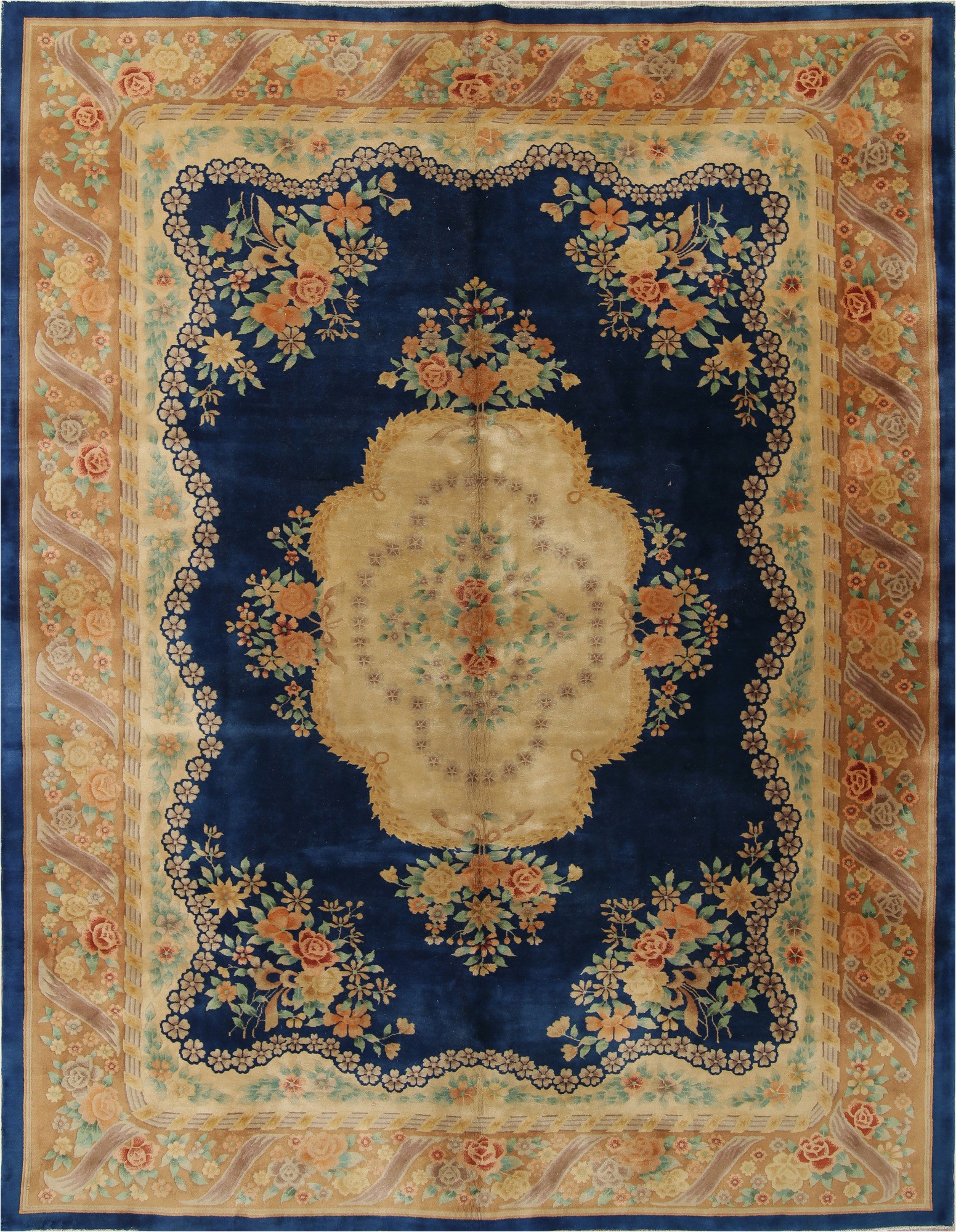 Navy Blue Floral area Rug Navy Blue Floral Art Deco Chinese oriental Hand Knotted 9×12 Wool area Rug