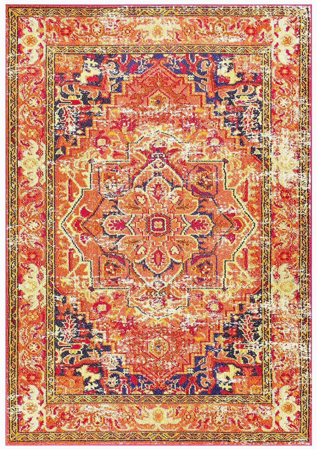 Nuloom Bohemian Medallion area Rug Bohemian Traditional Flower Medallion orange area Rugs 5