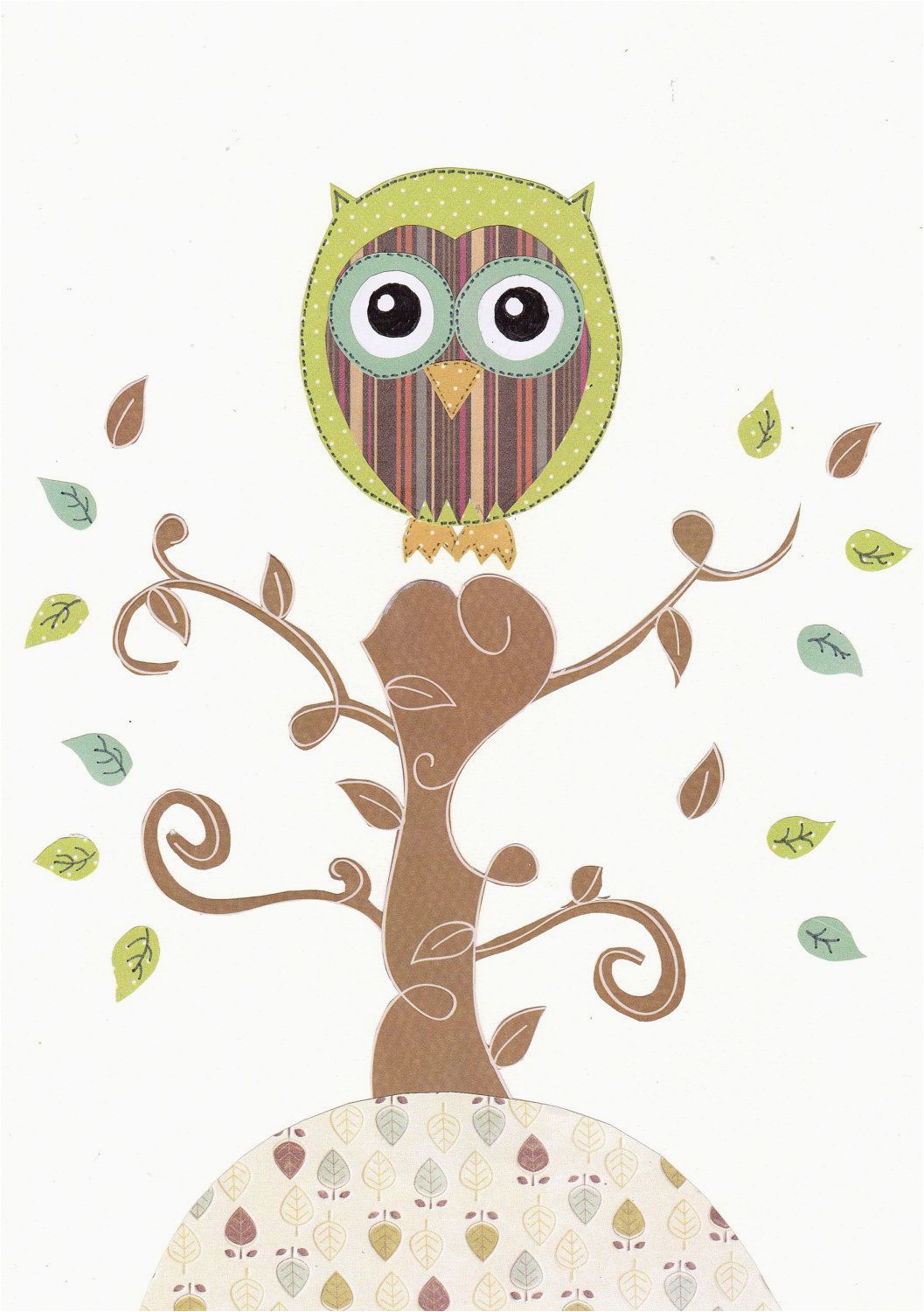 Owl area Rug for Nursery Print 8 X 10" Owl & Tree Wall Art Nursery Decor Kids Room