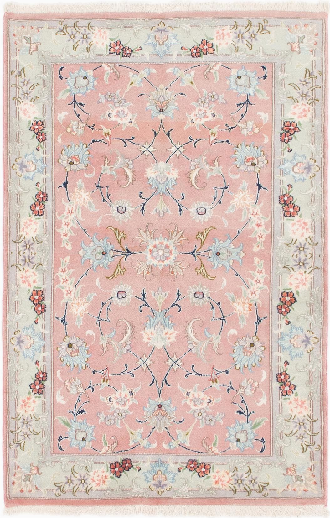 Pink and Blue Persian Rug Pink 90cm X 145cm Tabriz Persian Rug