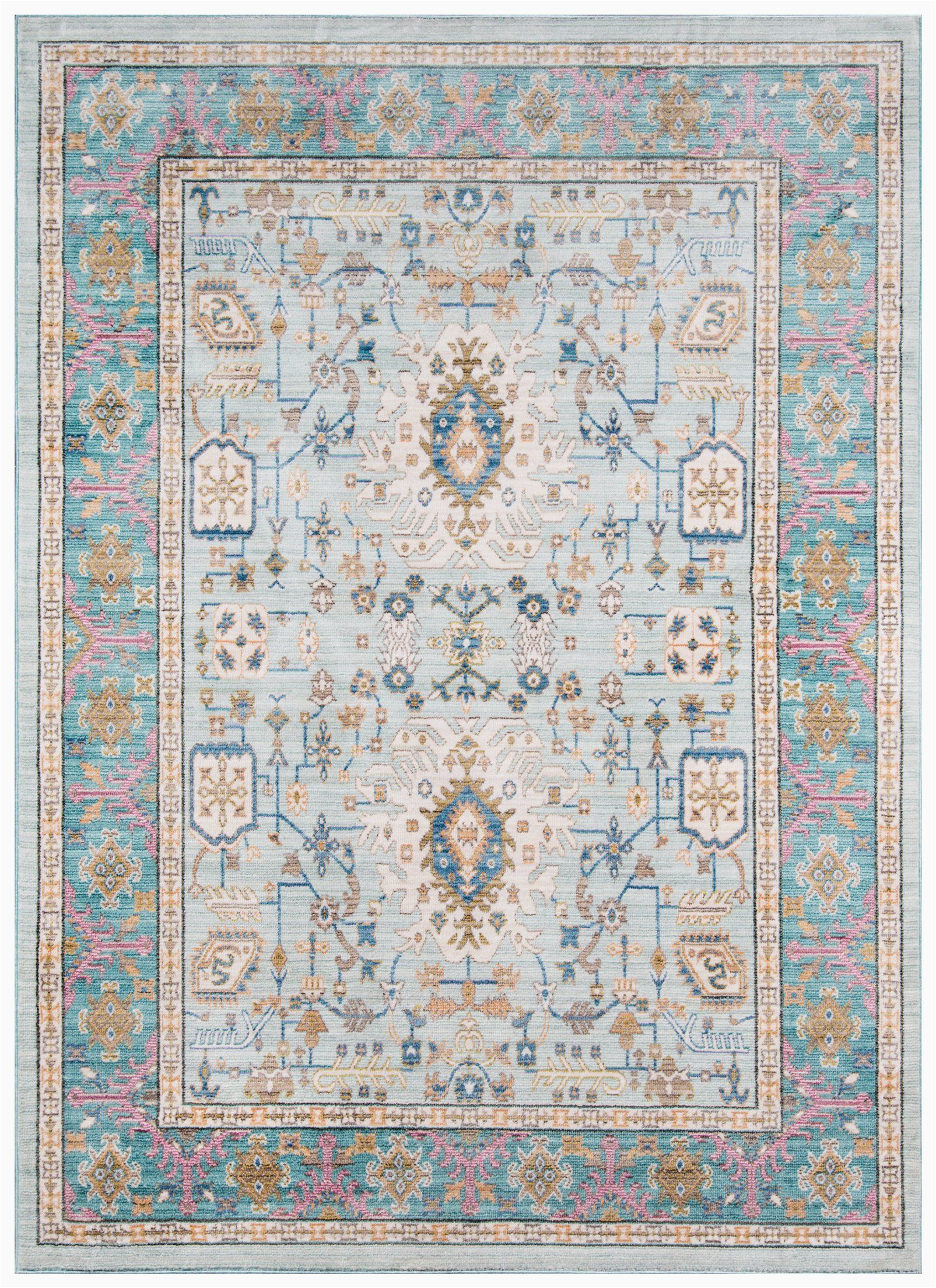 Pink Blue area Rug Shabby Chic Teal Blue Pink area Rug