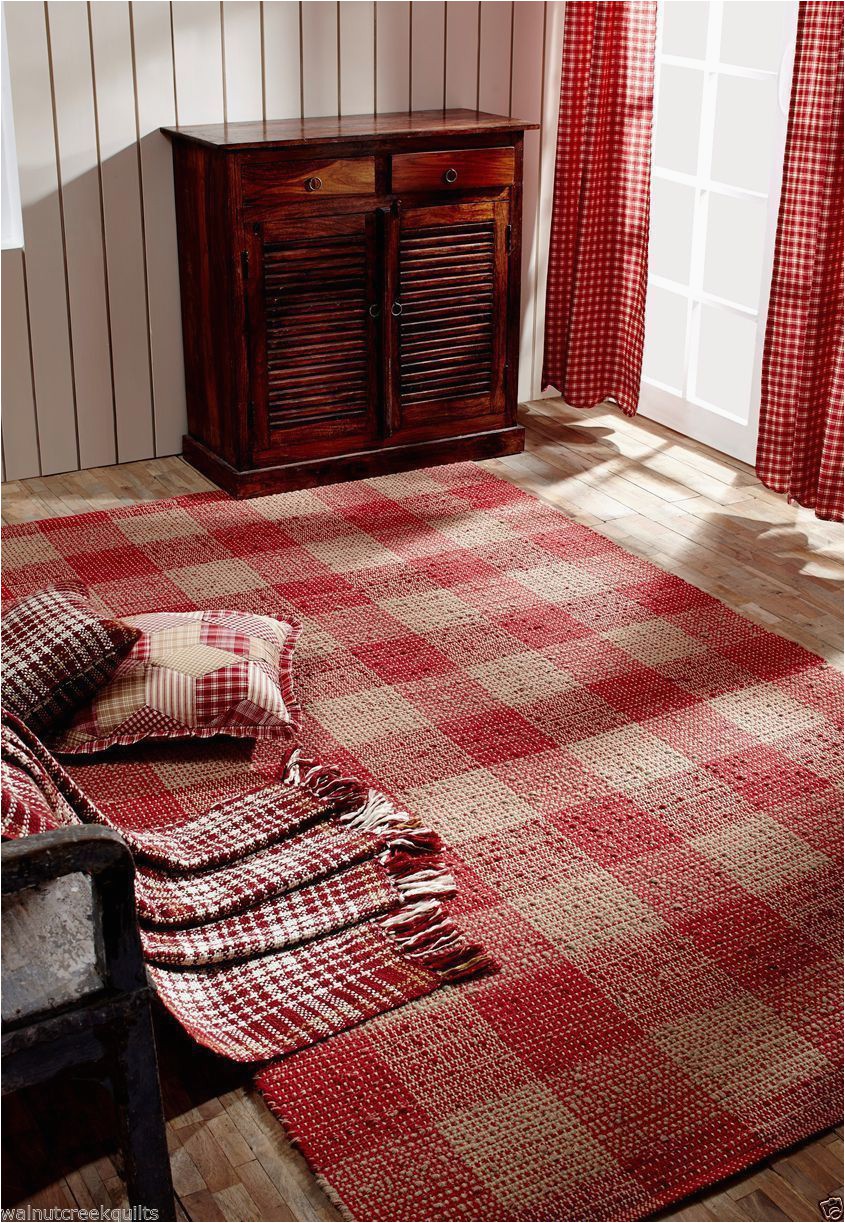 Red and Black Buffalo Check area Rug Breckenridge Rustic Country Farmhouse Red Plaid area Rug