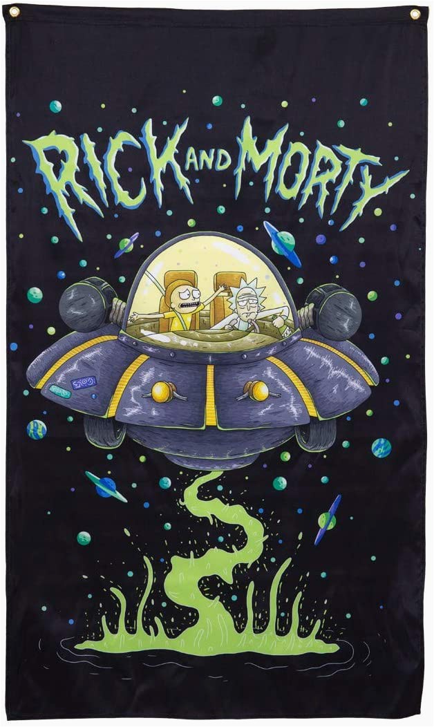 Rick and Morty area Rug Calhoun Rick and Morty Indoor Wall Banner 30" by 50" Space Cruiser