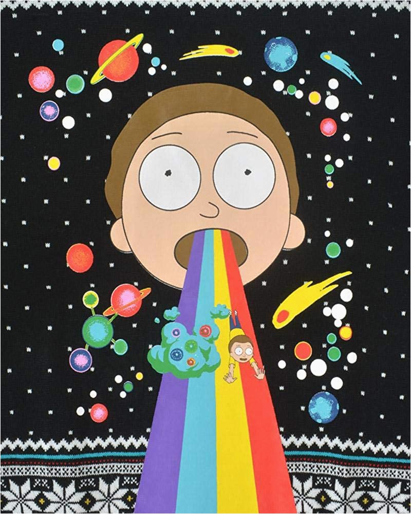 Rick and Morty area Rug Ficial Rick & Morty Rainbow Christmas Jumper Ugly Sweater
