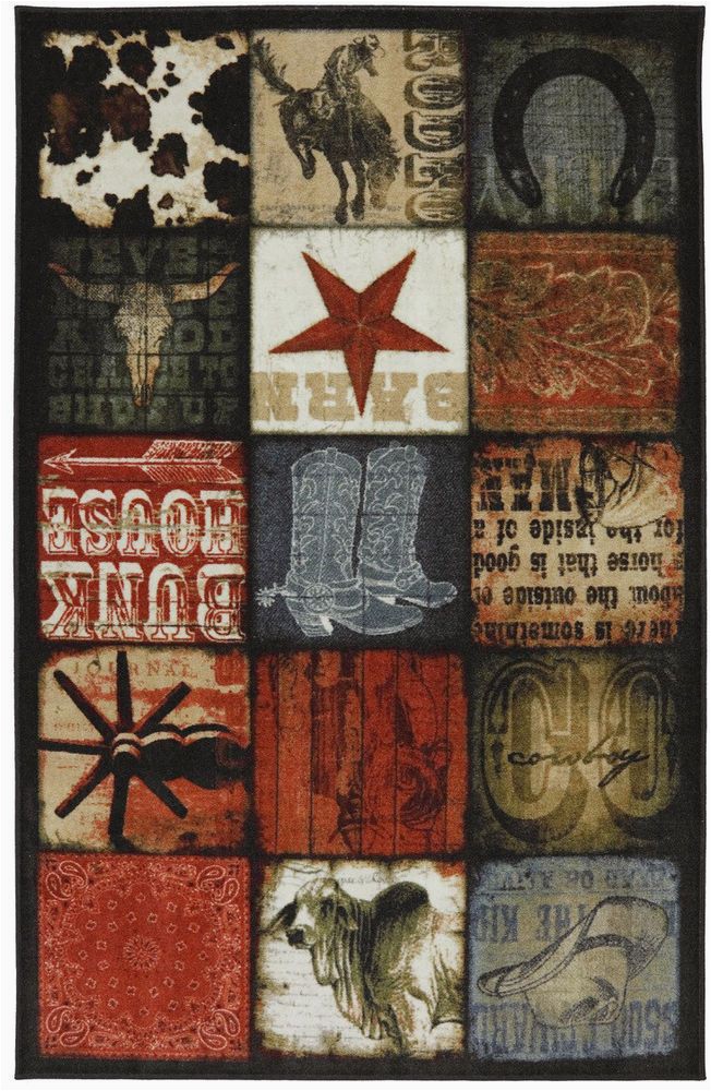 Rustic Texas Star area Rugs 5×8 Lodge Cabin Rustic Western Texas Star Cowboy Boots Horse