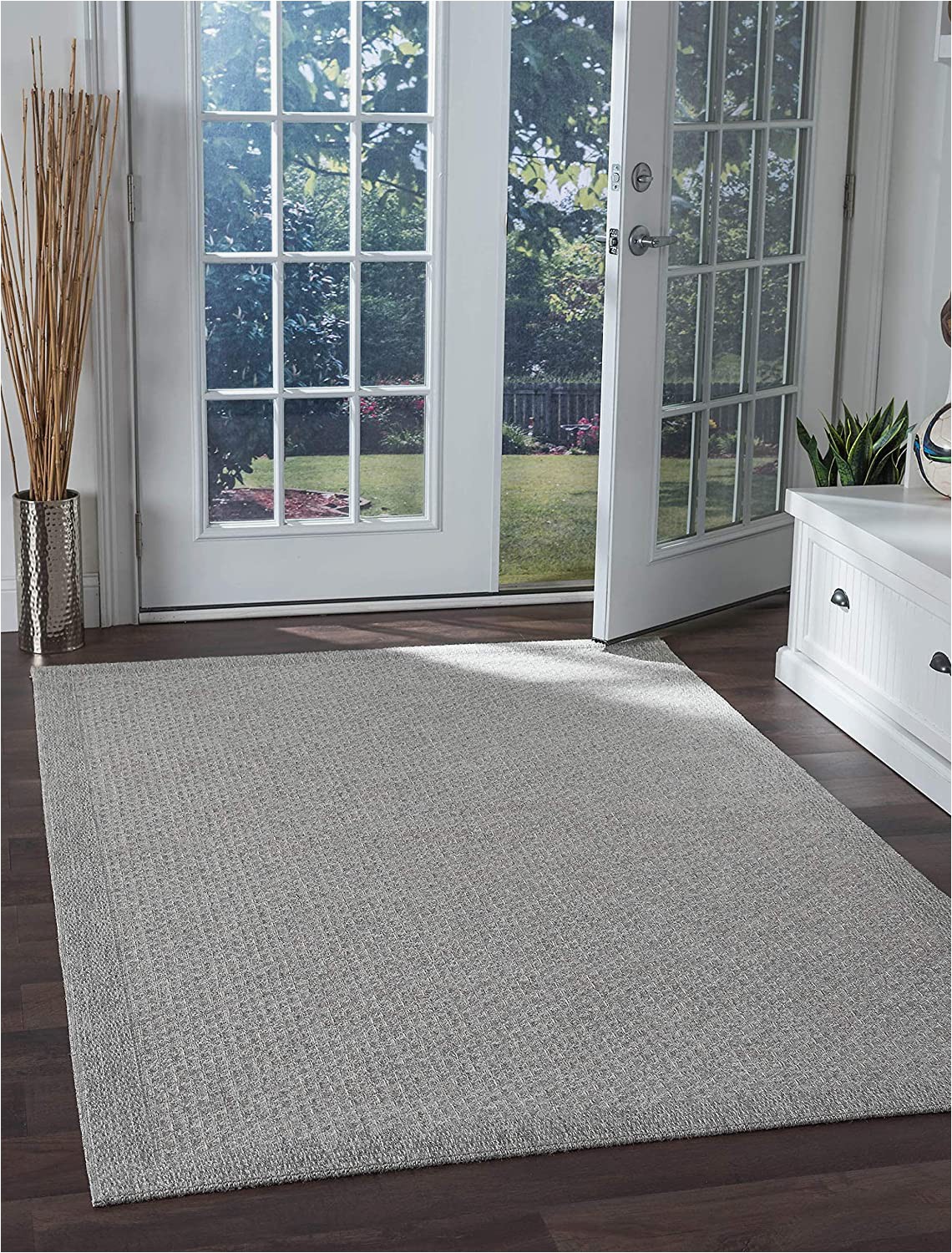 Solid Grey area Rug 5×7 Tayse Largo Gray Outdoor 5×7 Rectangle area Rug for Living Bedroom or Dining Room solid
