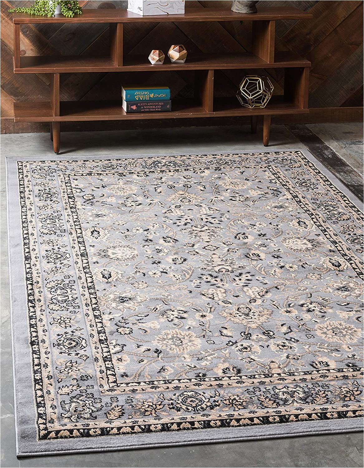 10×12 area Rugs Home Depot Unique Loom Kashan Collection Traditional Floral Overall Pattern with Border Gray area Rug 9 0 X 12 0