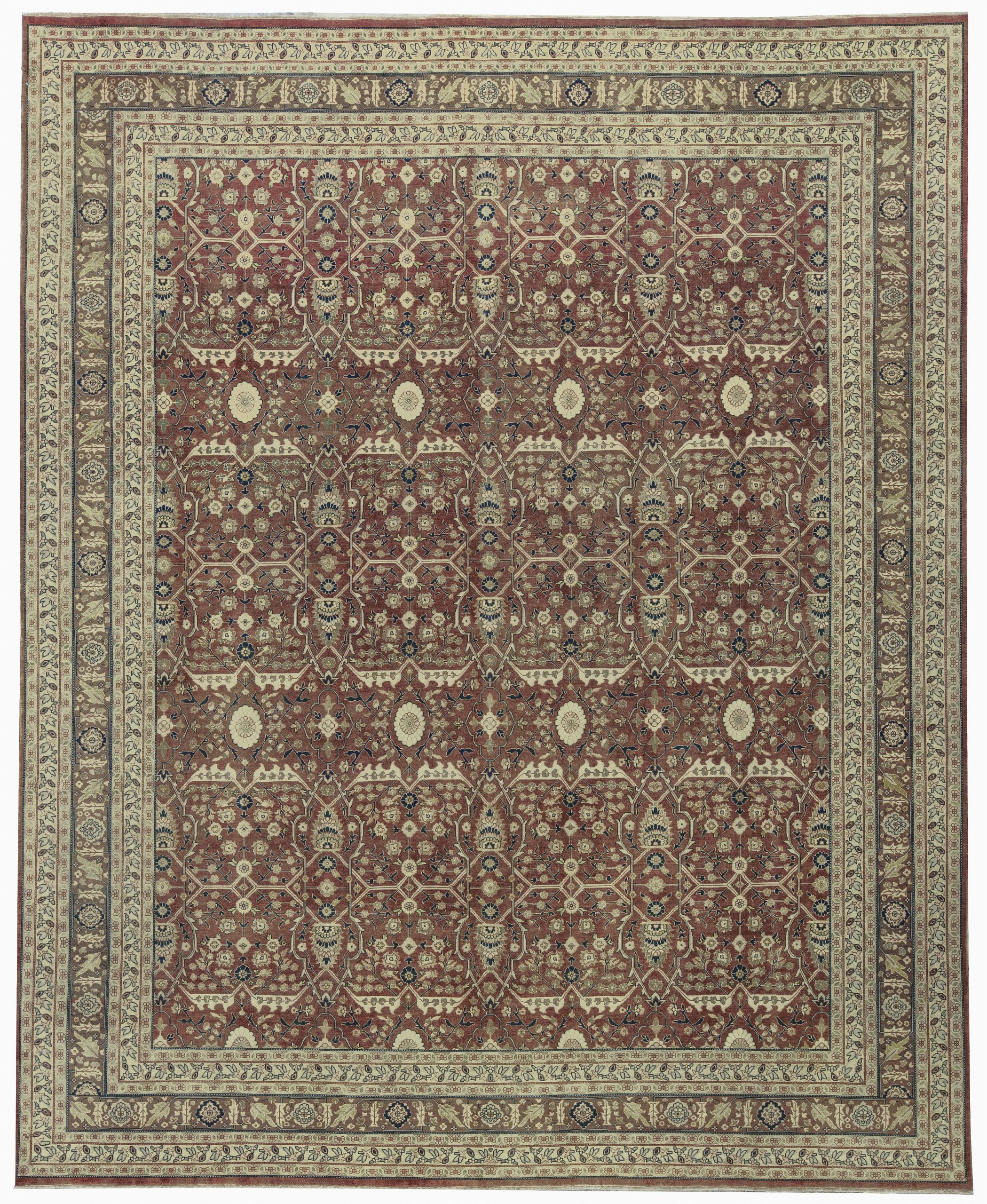 11 by 11 area Rug E Of A Kind Serapi Antique Handwoven 11 11" X 14 11" Wool Red Ivory area Rug