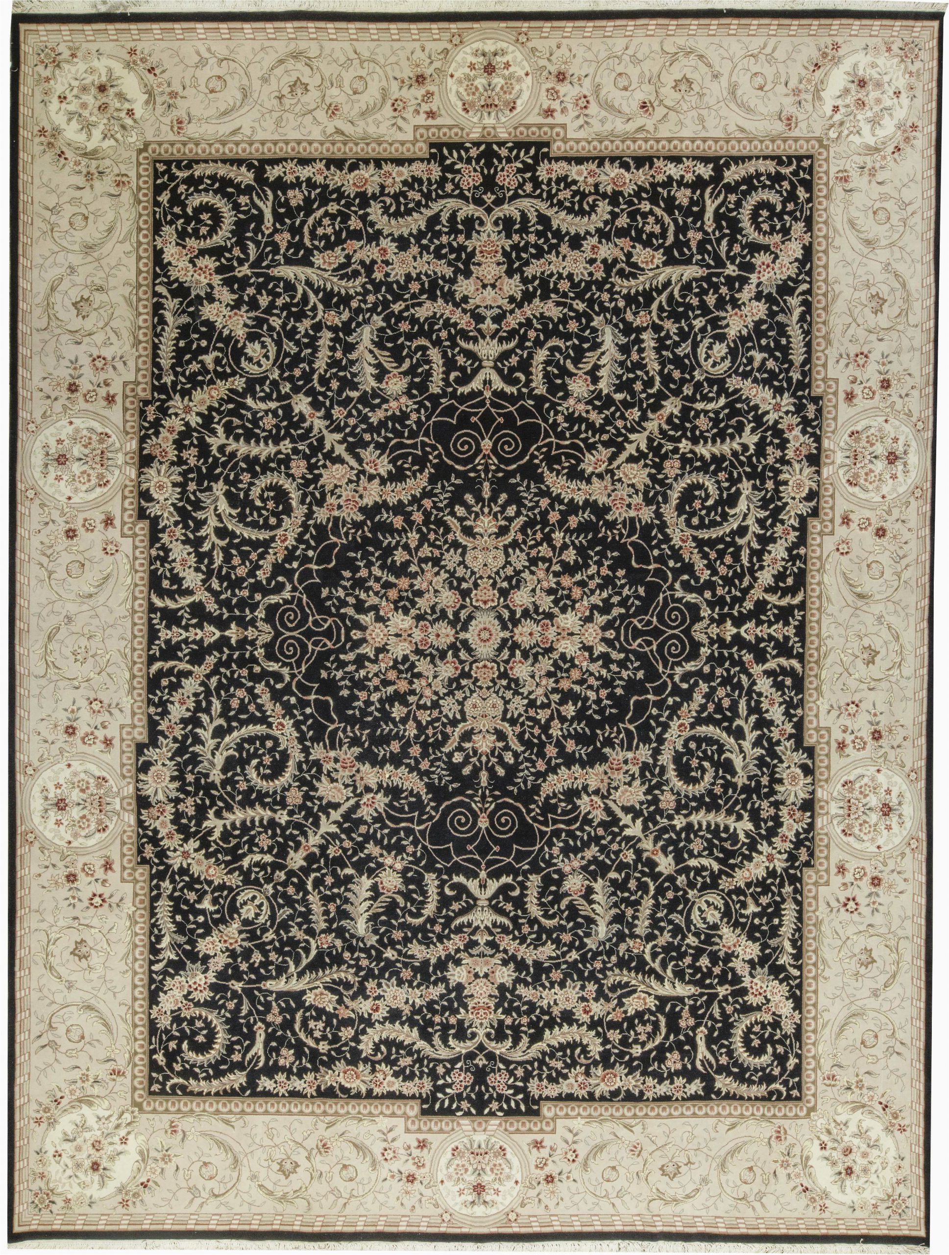 11 by 14 area Rugs E Of A Kind Elegance Select Handwoven 11 9" X 14 9" Wool Silk Black Gray area Rug