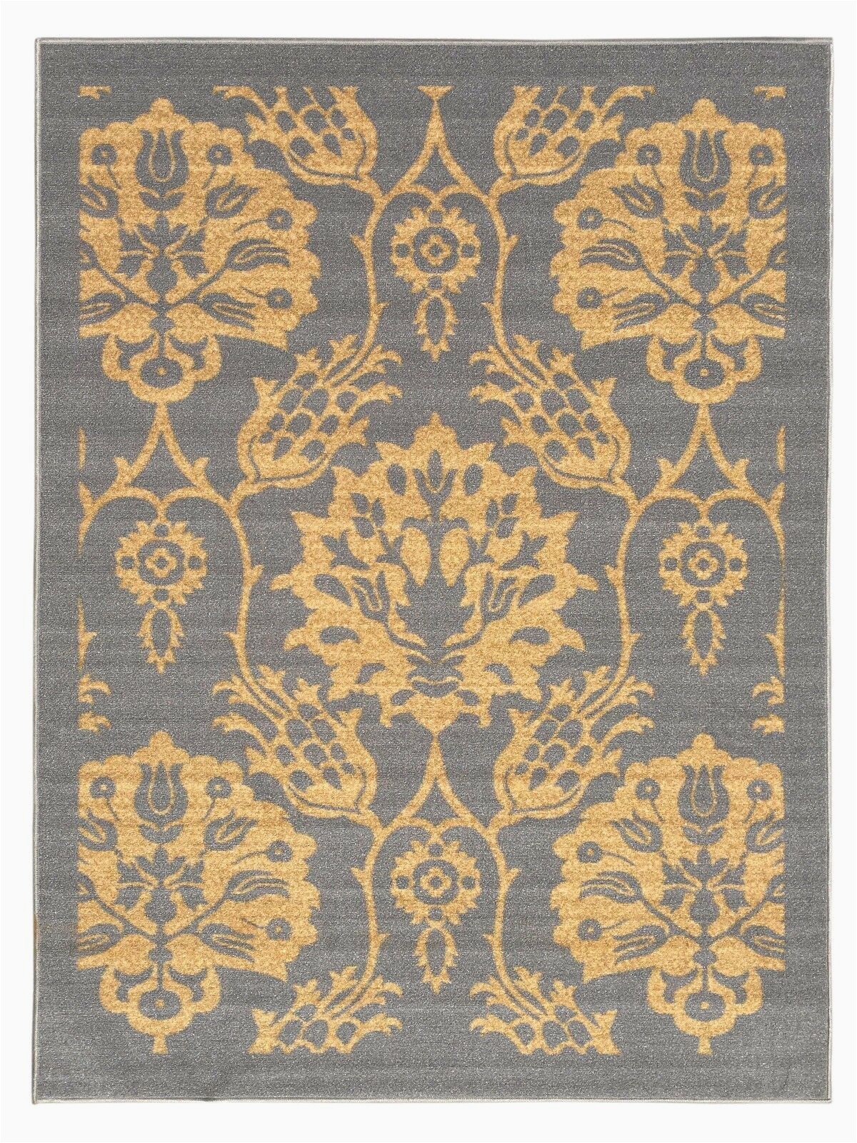 4 X 6 Rubber Backed area Rugs Rubber Backed Non Skid Non Slip Gold & Gray Color Floral Design area Rug